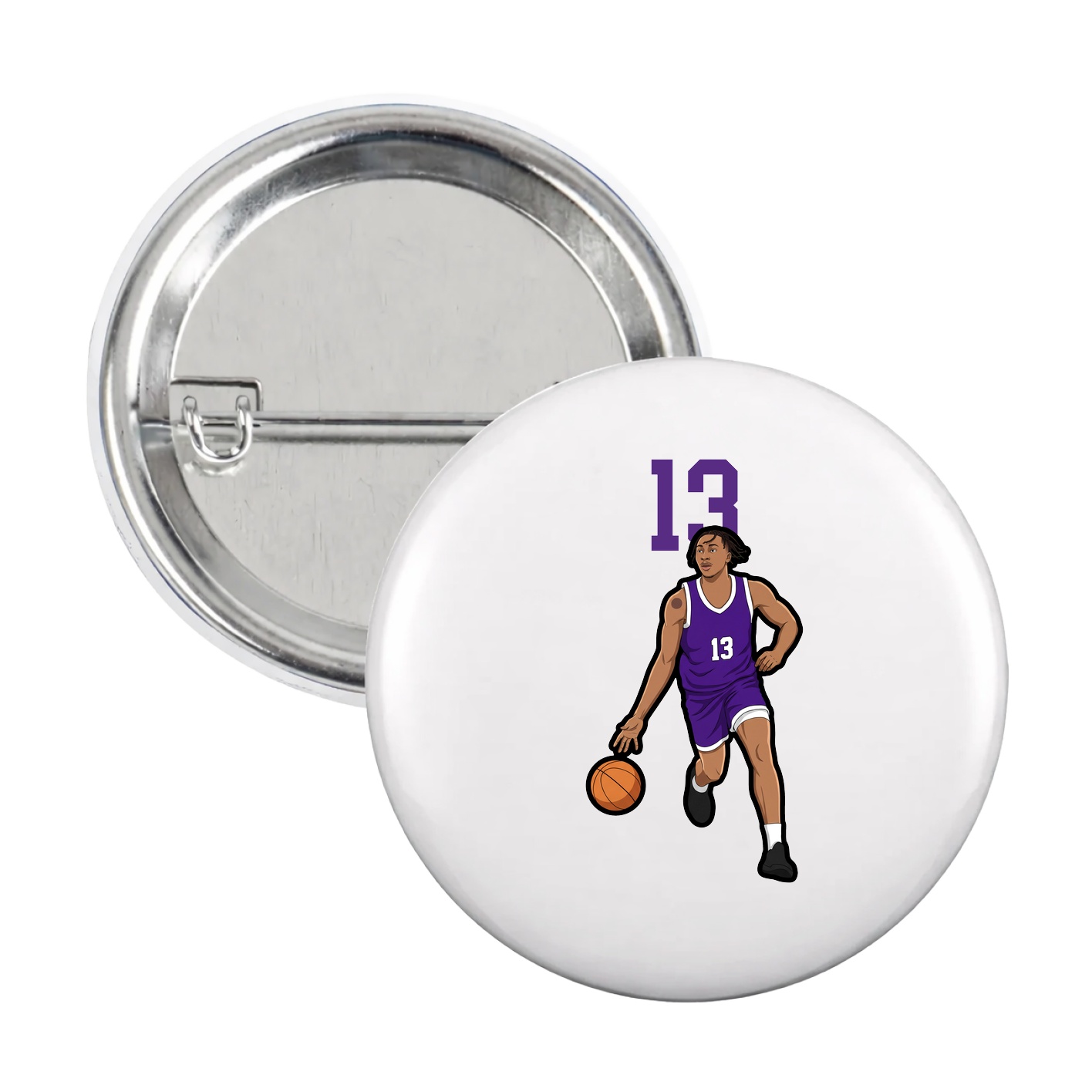Game Day Button — Number Top in White
