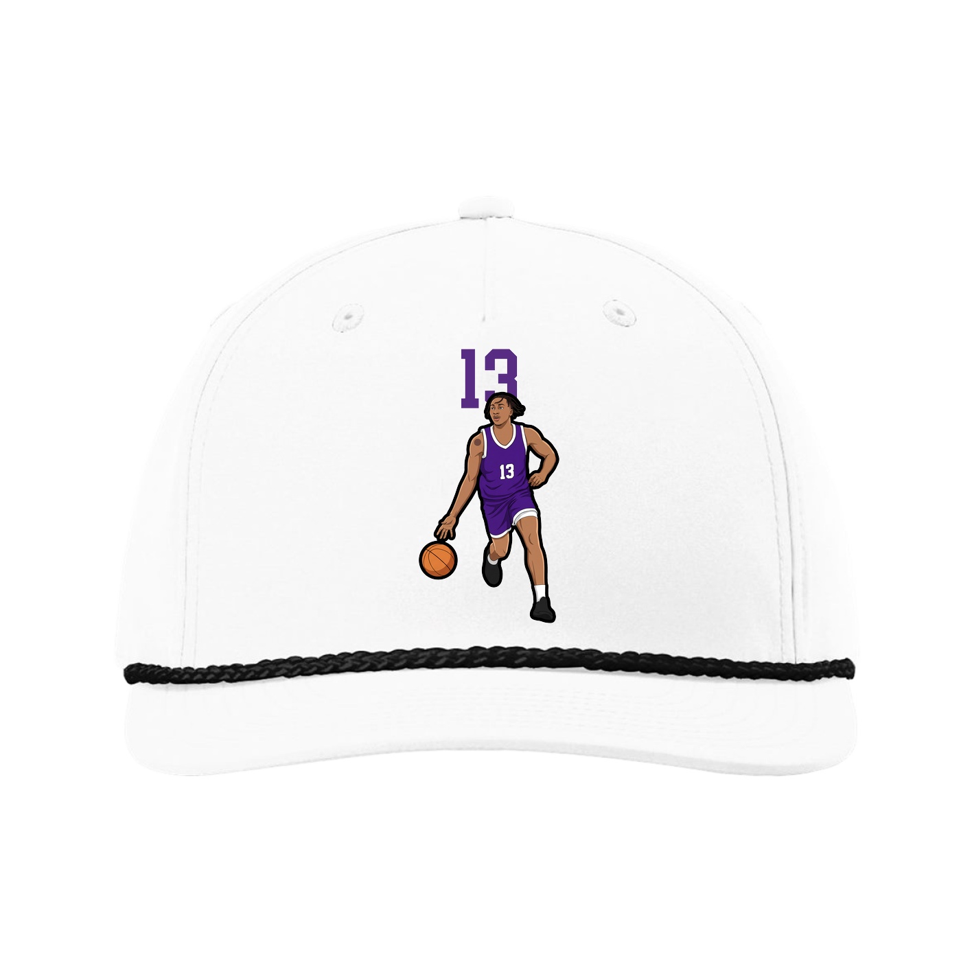 Five-Panel Classic Rope Cap — Number Top in White