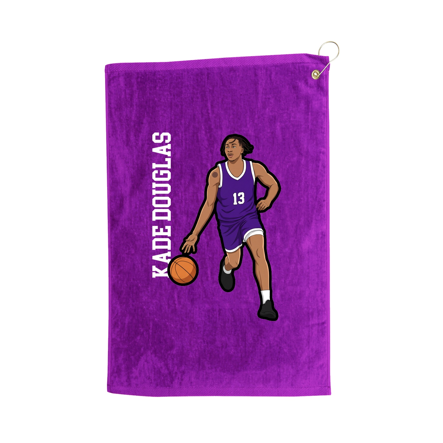 Golf Towel — Name Vertical in Purple