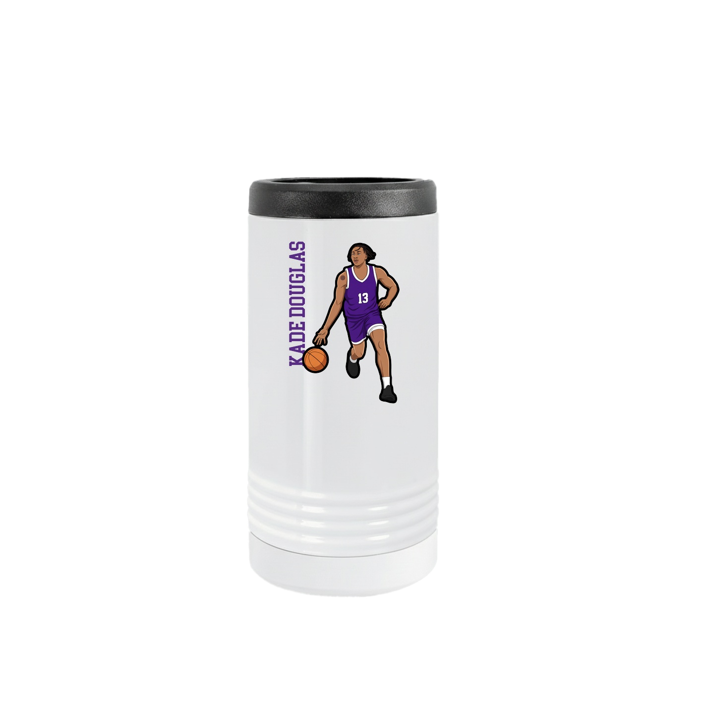 Slim Beverage Holder — Name Vertical in White