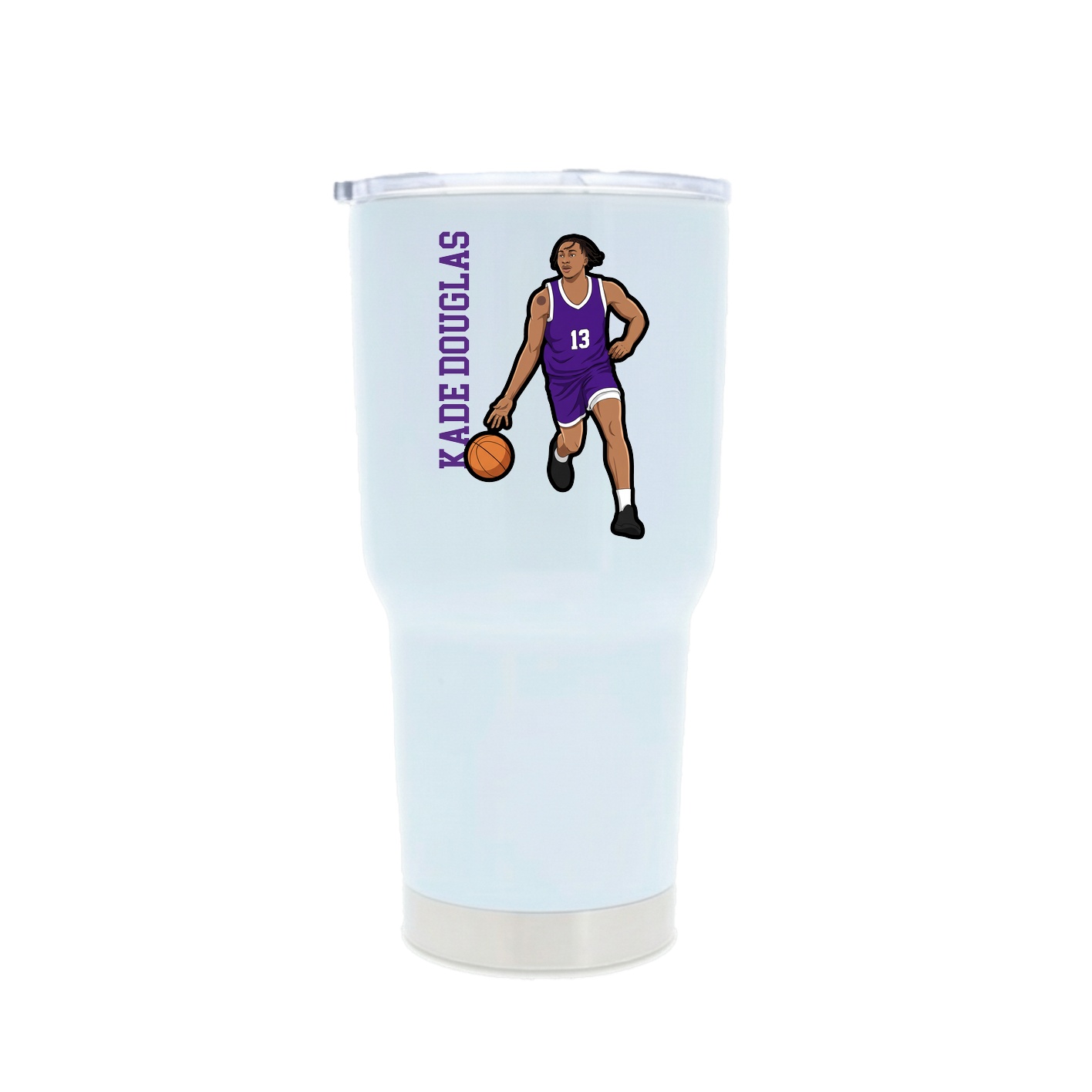 30oz Stainless Steel Tumbler — Name Vertical in White