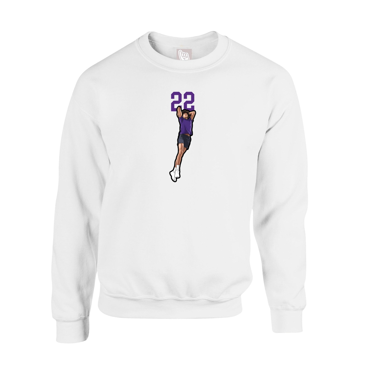 Fleece Crew — Number Top in White