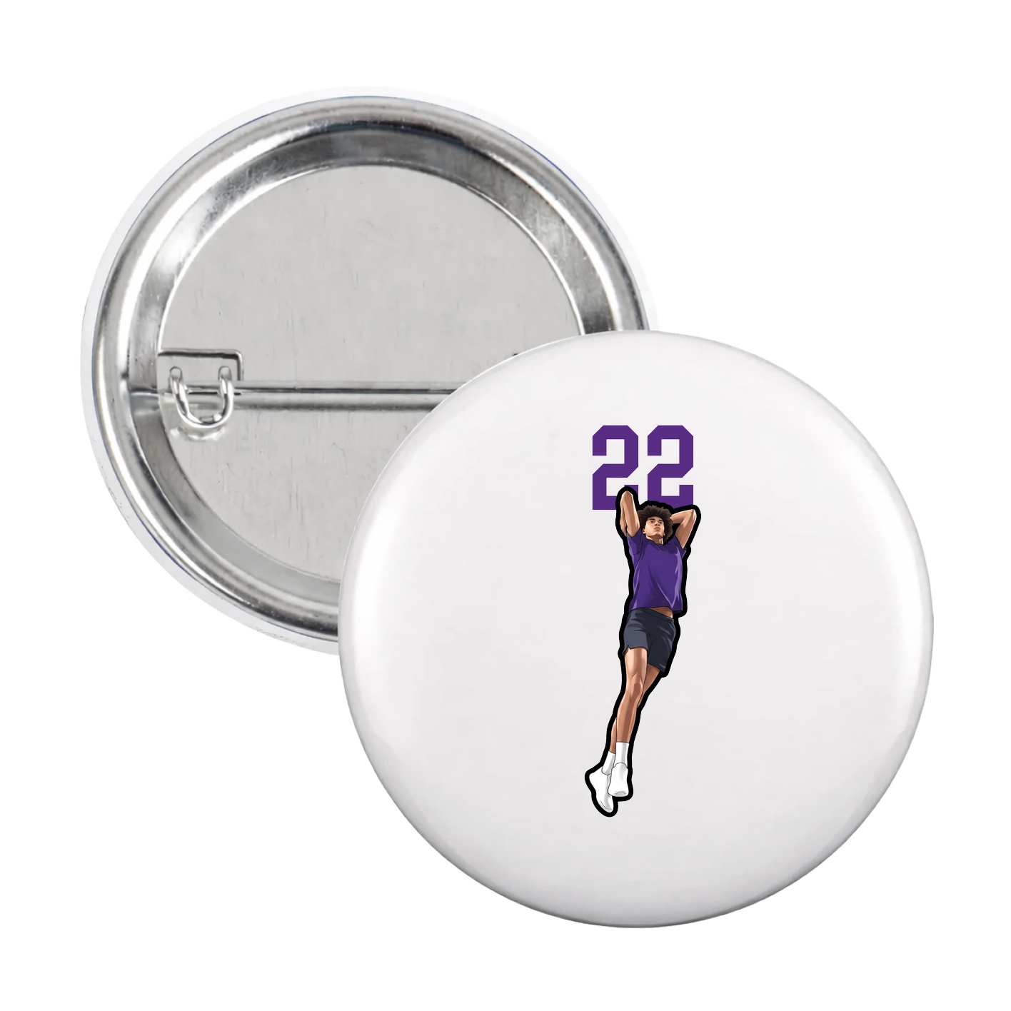Game Day Button — Number Top in White