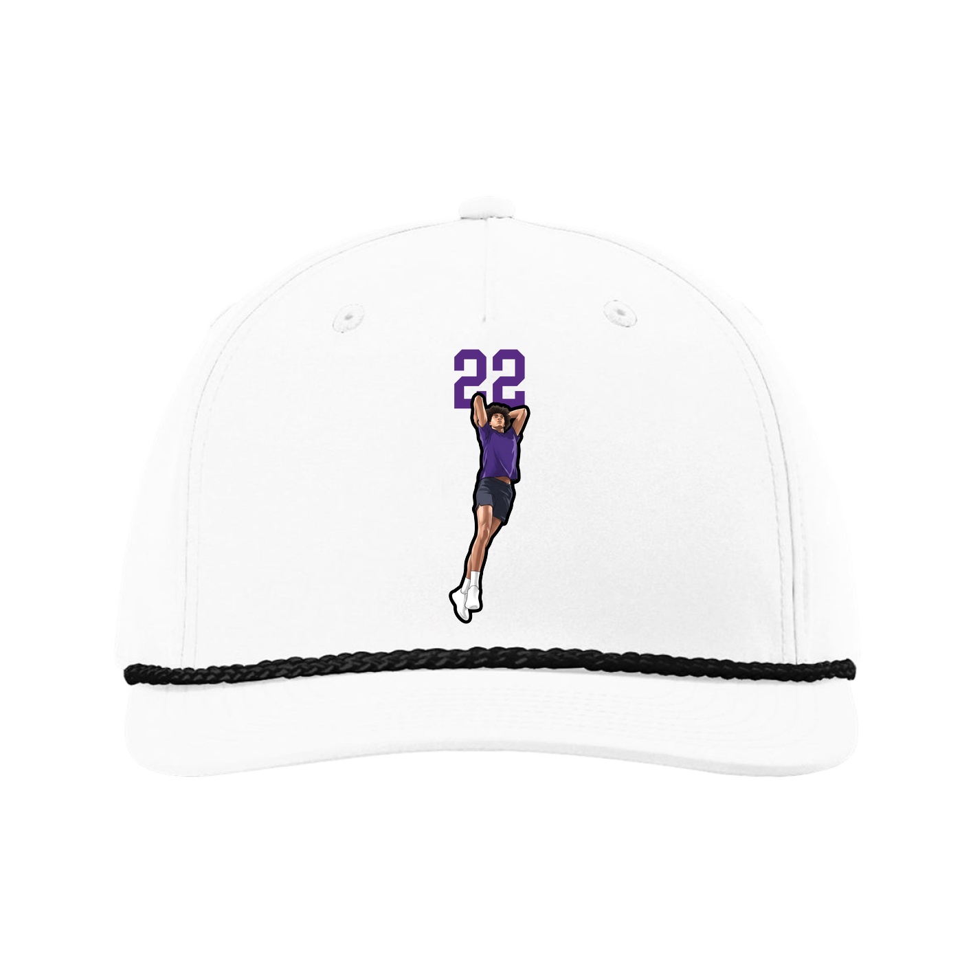 Five-Panel Classic Rope Cap — Number Top in White