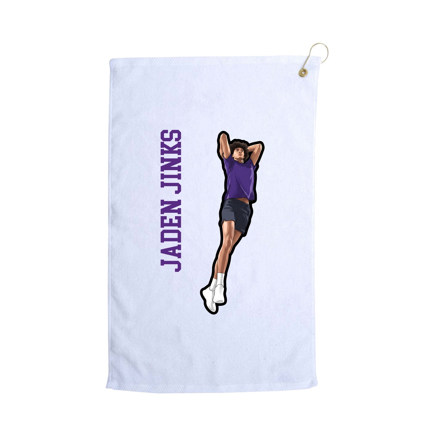 Golf Towel — Name Vertical in White