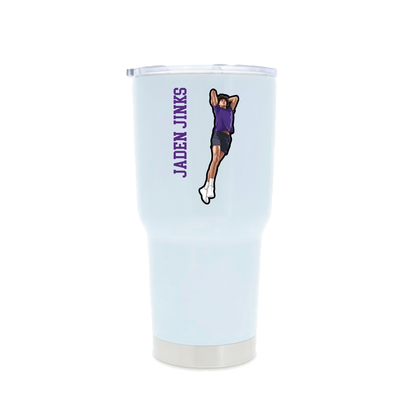 30oz Stainless Steel Tumbler — Name Vertical in White