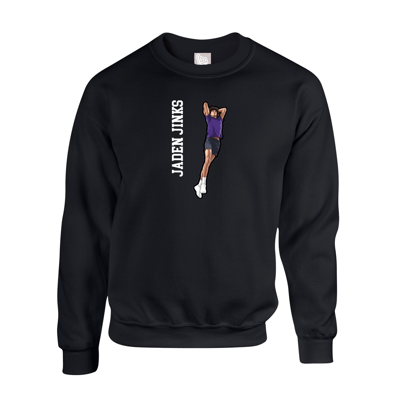 Fleece Crew — Name Vertical in Black