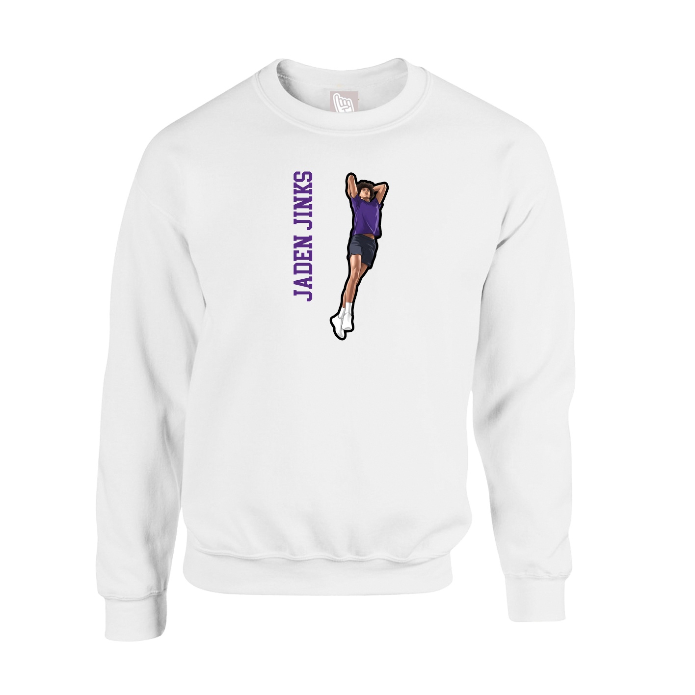 Fleece Crew — Name Vertical in White