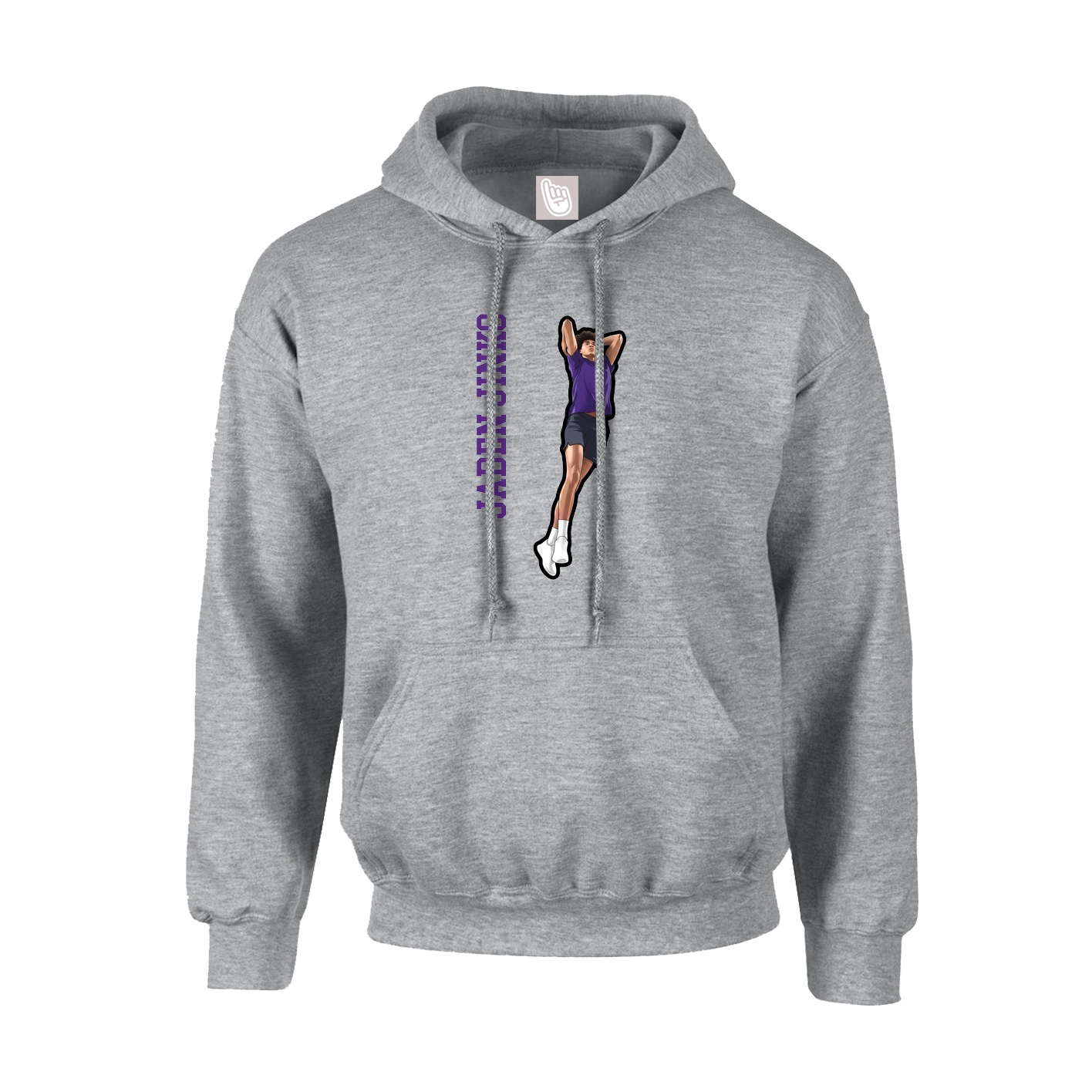 Youth Hoodie — Name Vertical in Grey