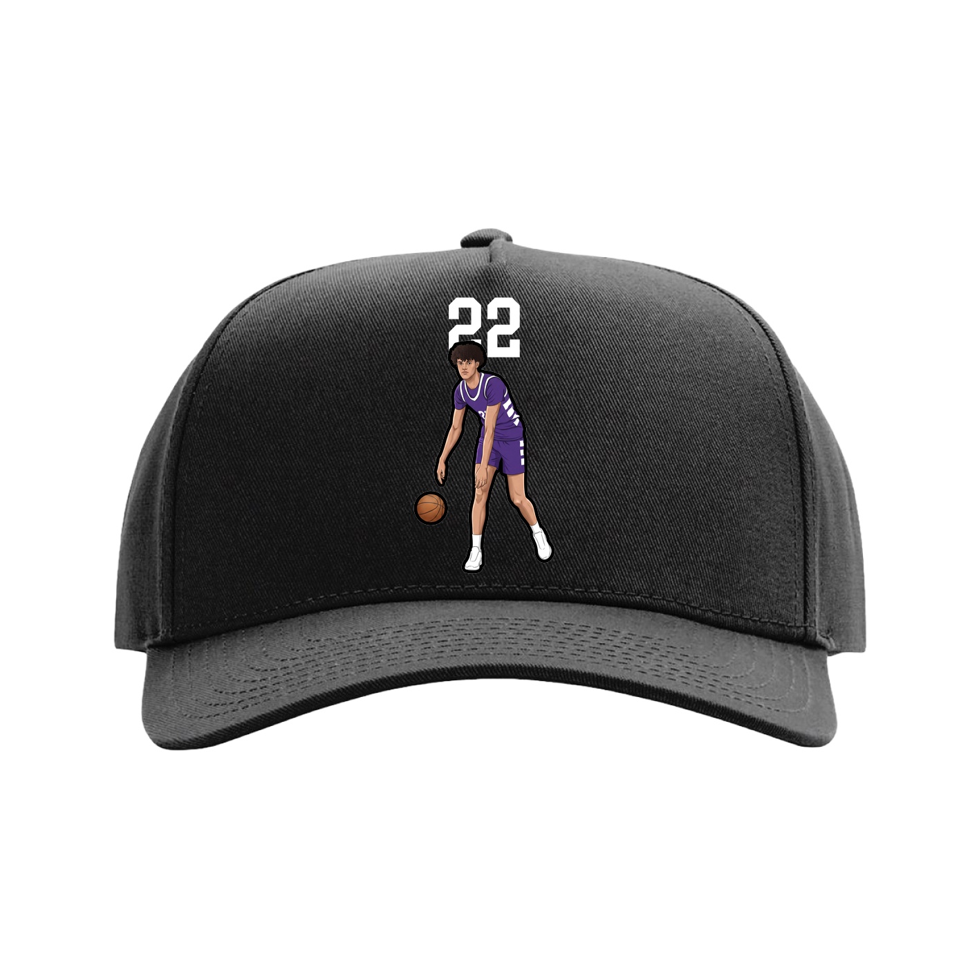 Full Fabric Five-Panel Champ Cap — Number Top in Black