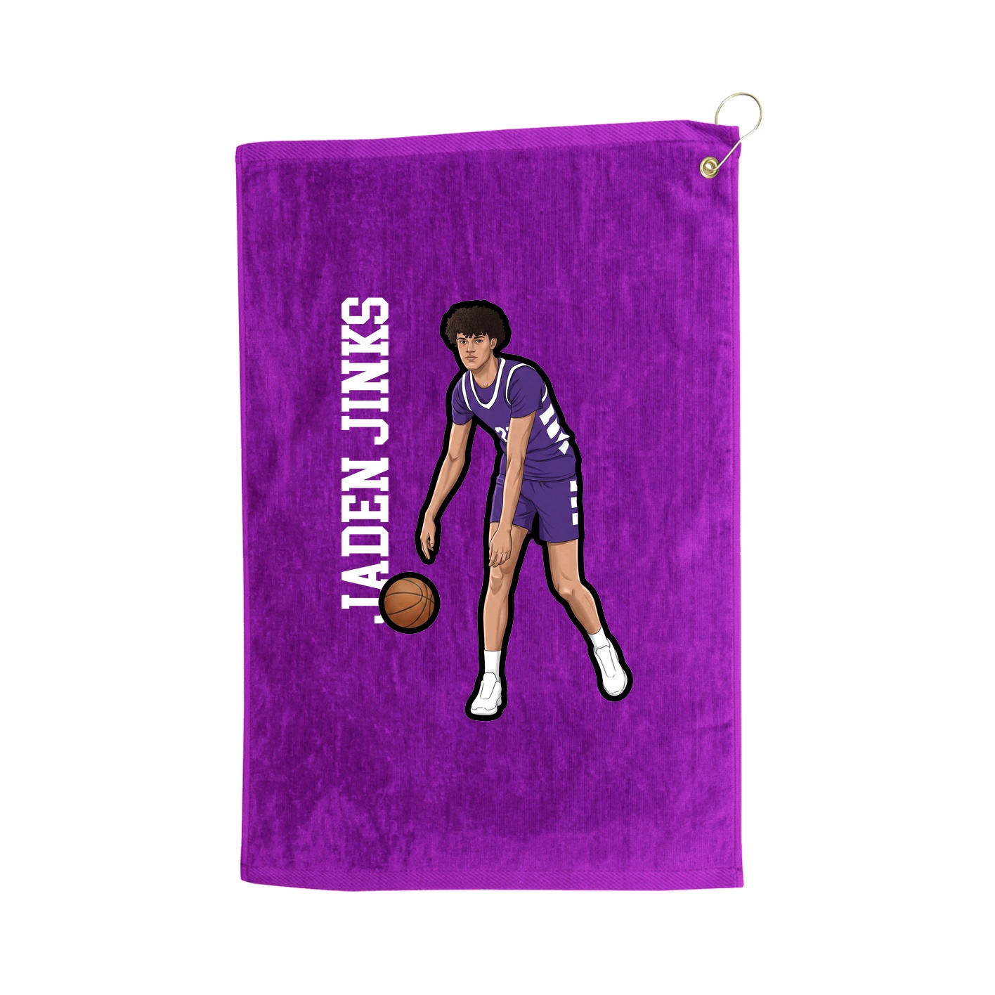 Golf Towel — Name Vertical in Purple