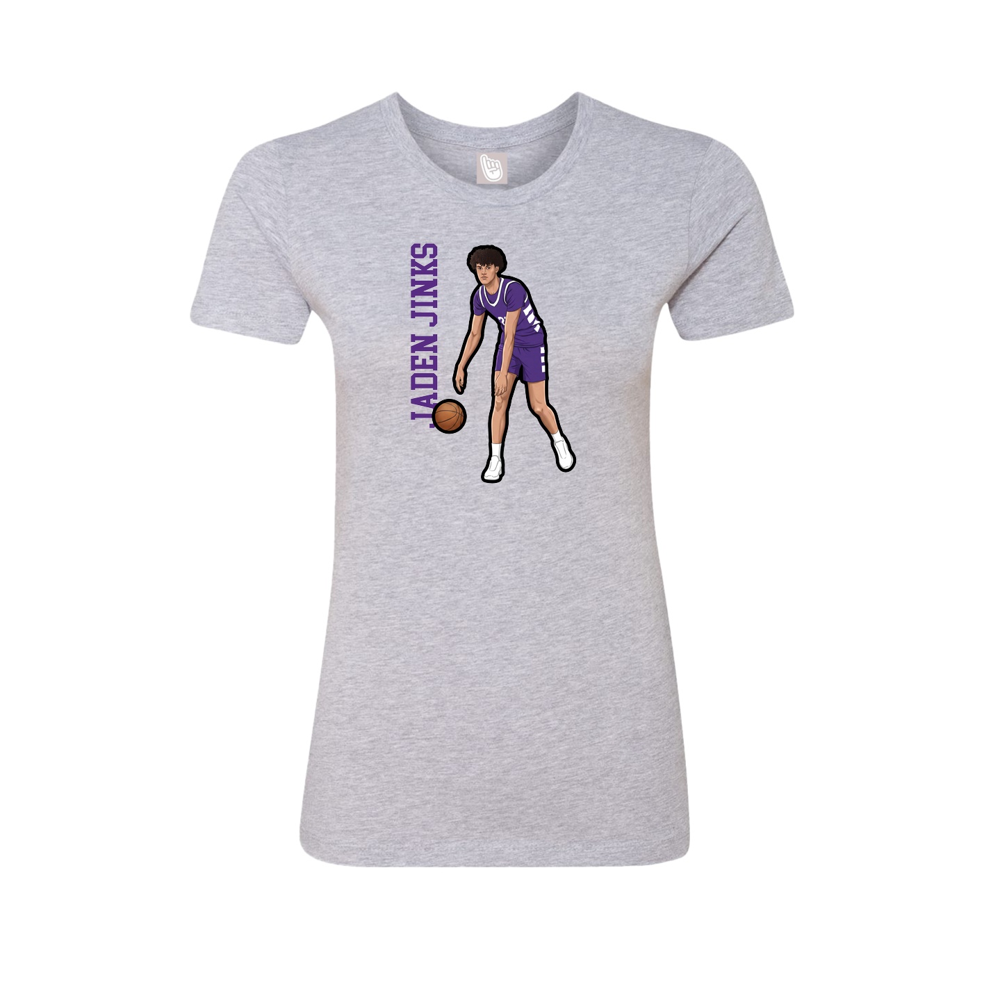 Womens Tee — Name Vertical in Grey