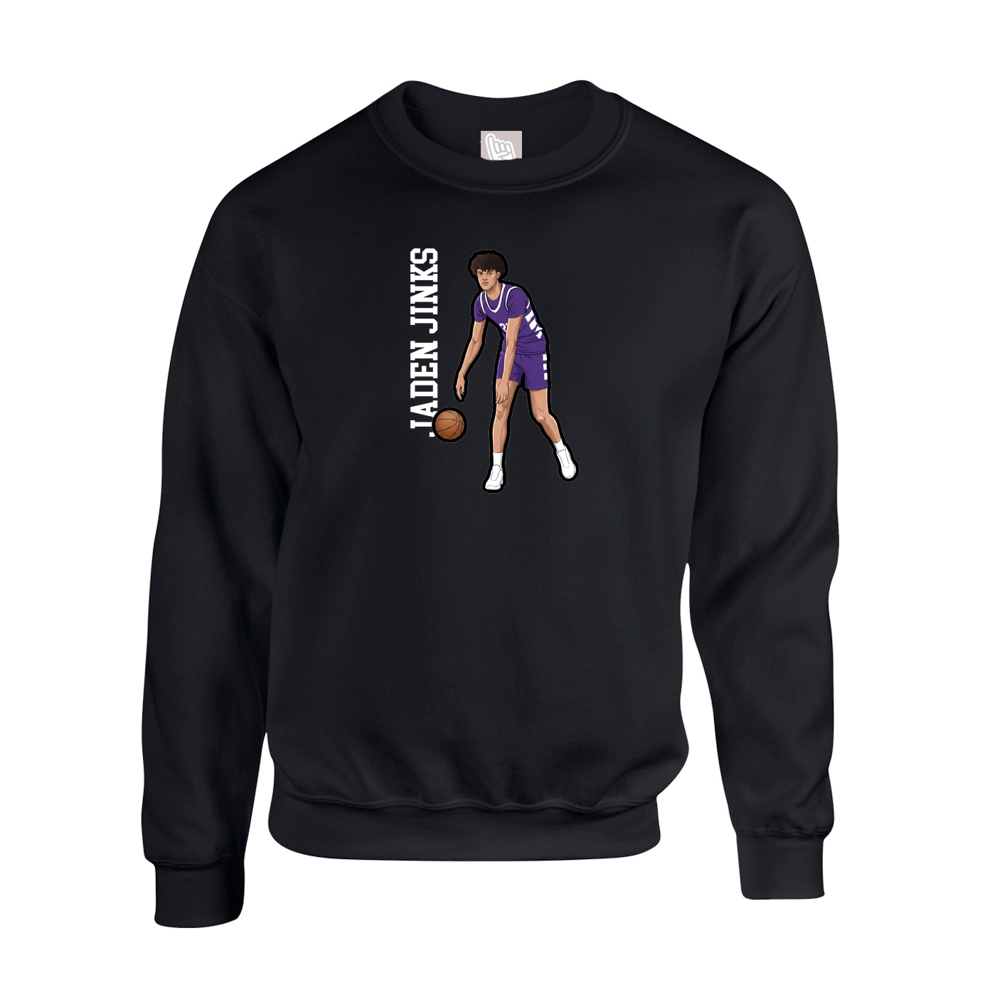 Fleece Crew — Name Vertical in Black