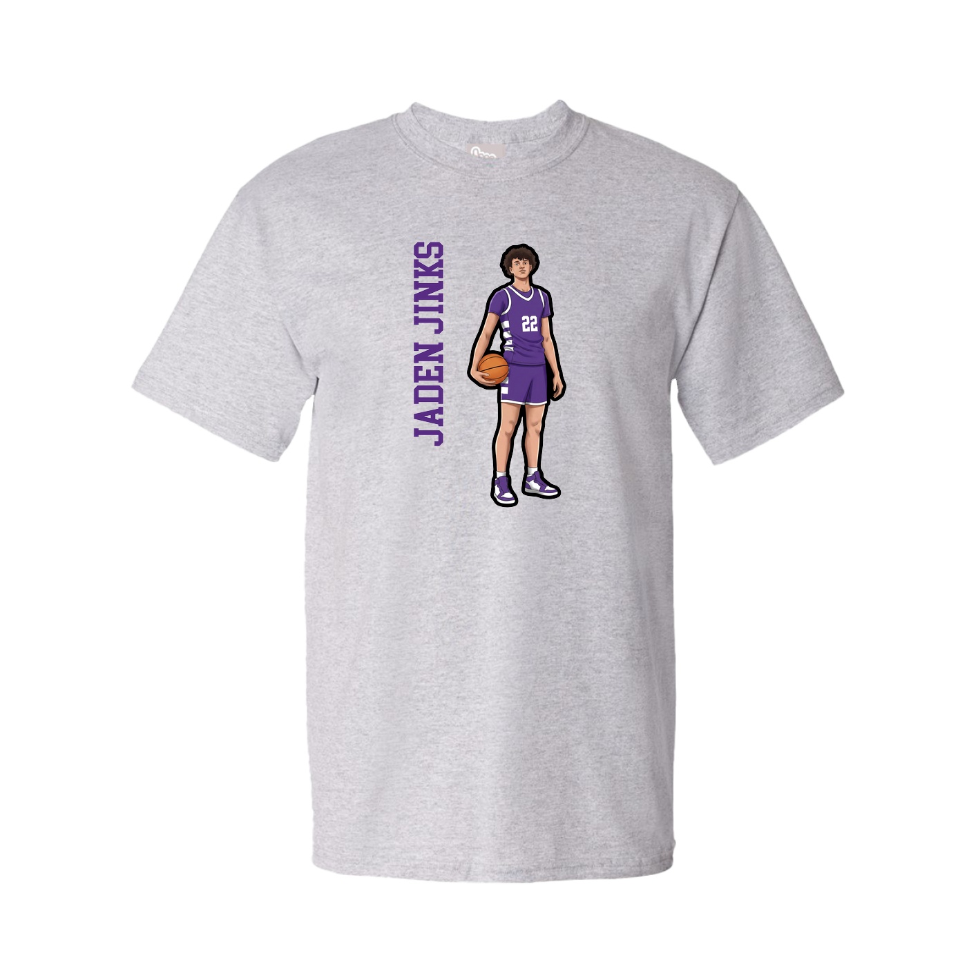 Youth Tee — Name Vertical in Grey