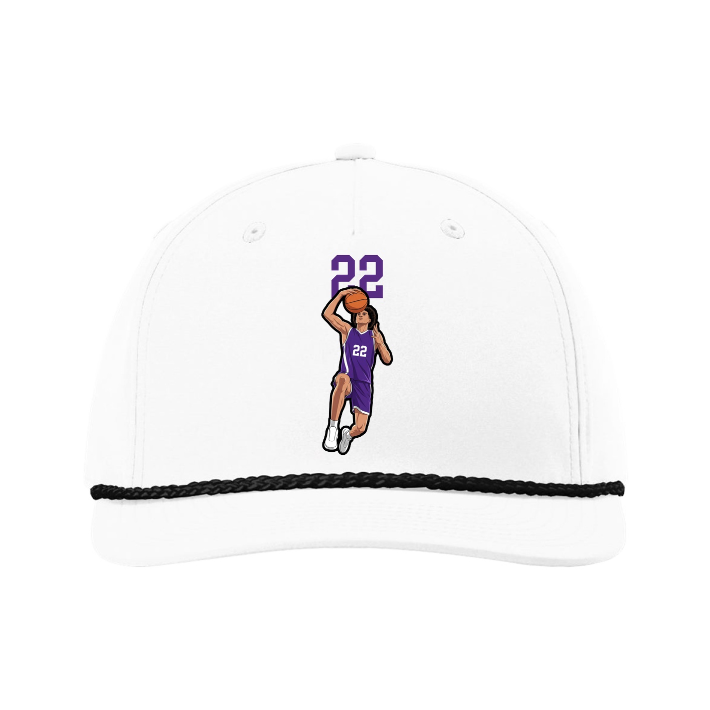 Five-Panel Classic Rope Cap — Number Top in White