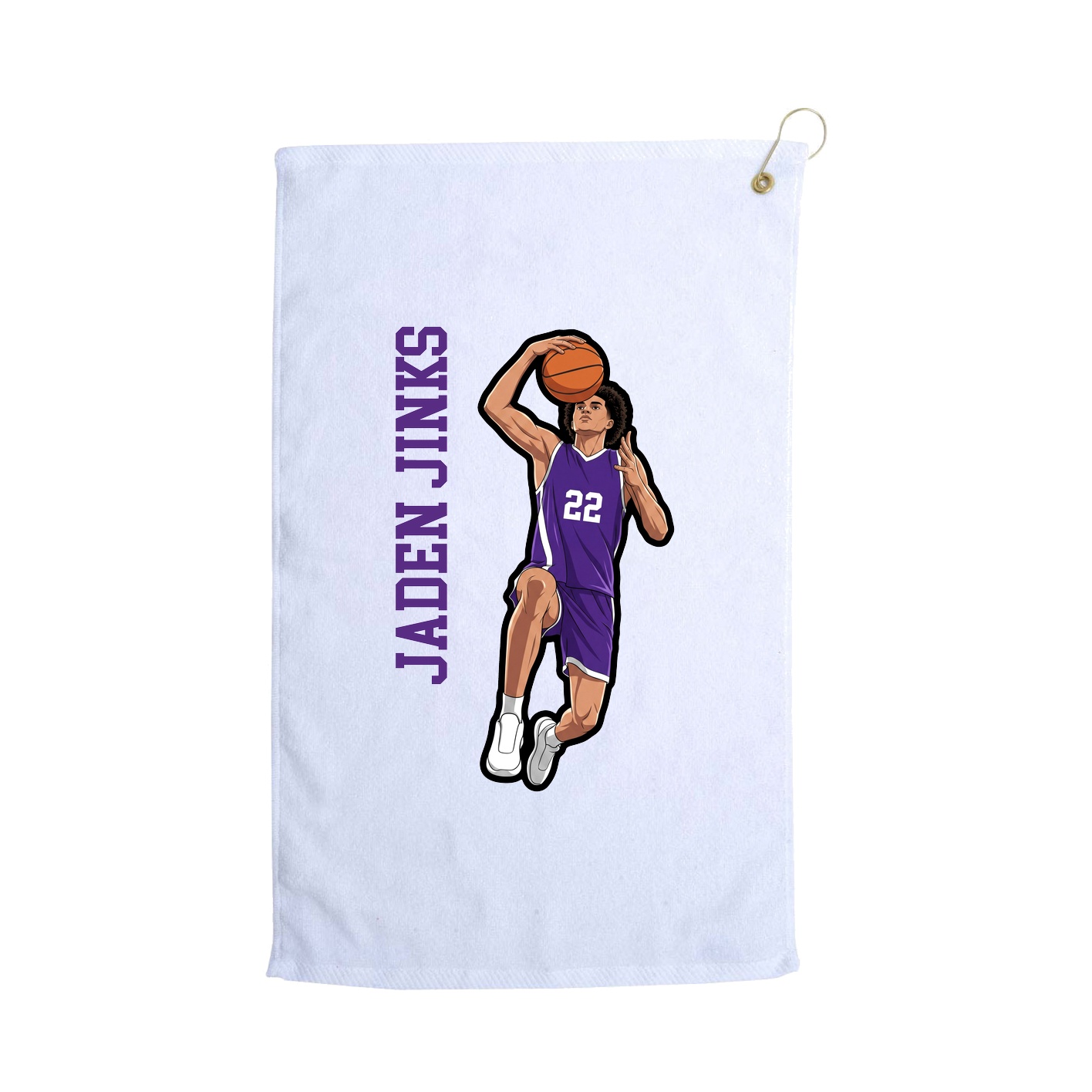 Golf Towel — Name Vertical in White