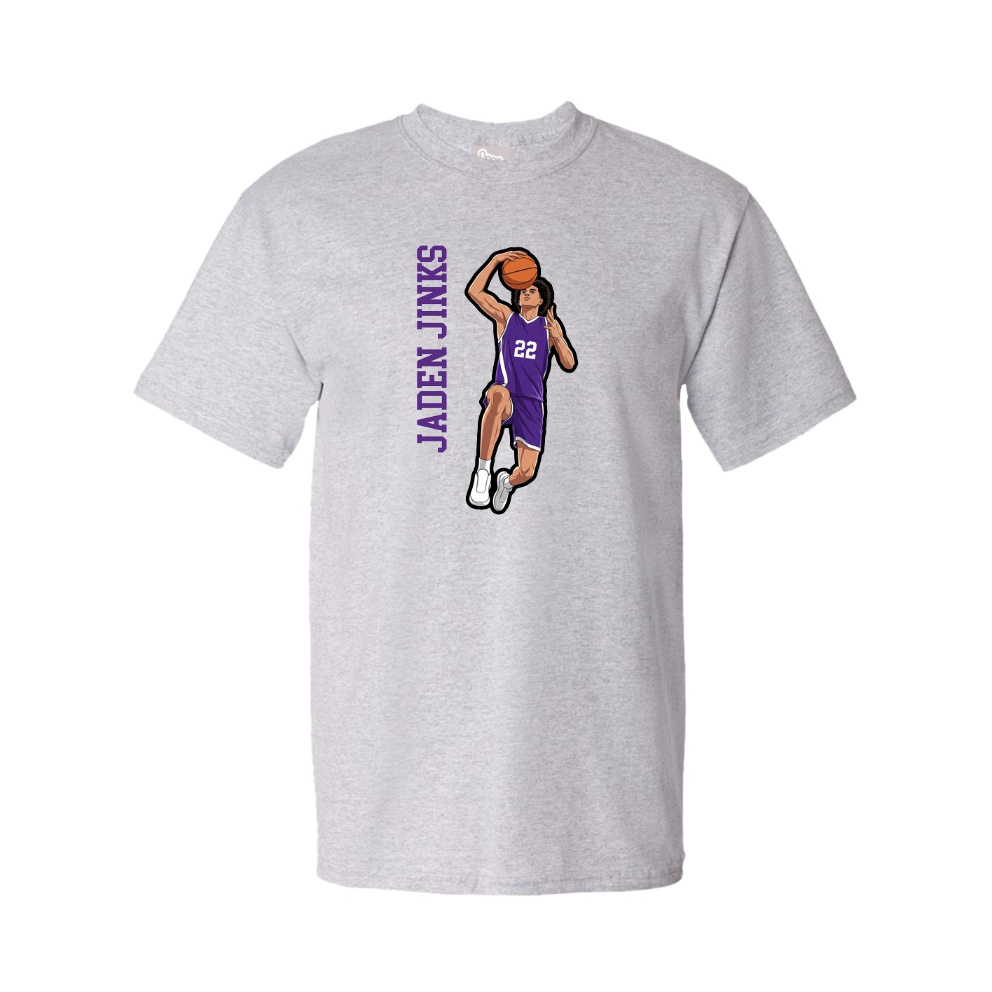 Youth Tee — Name Vertical in Grey