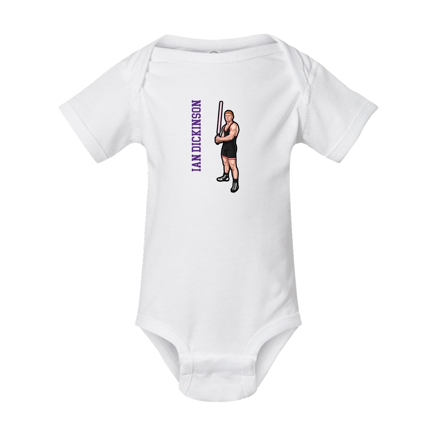 Baby Onesie — Name Vertical in White