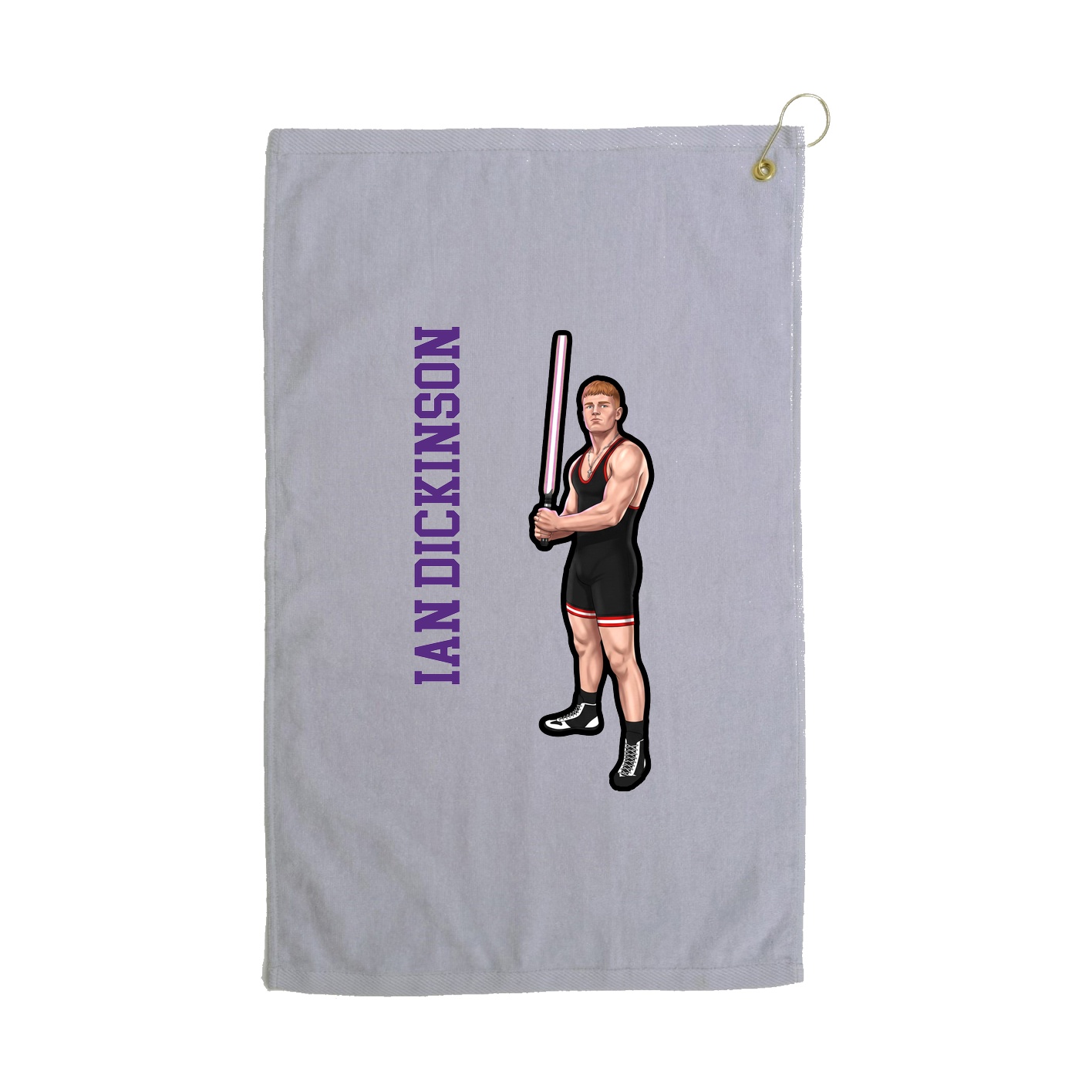 Golf Towel — Name Vertical in Grey