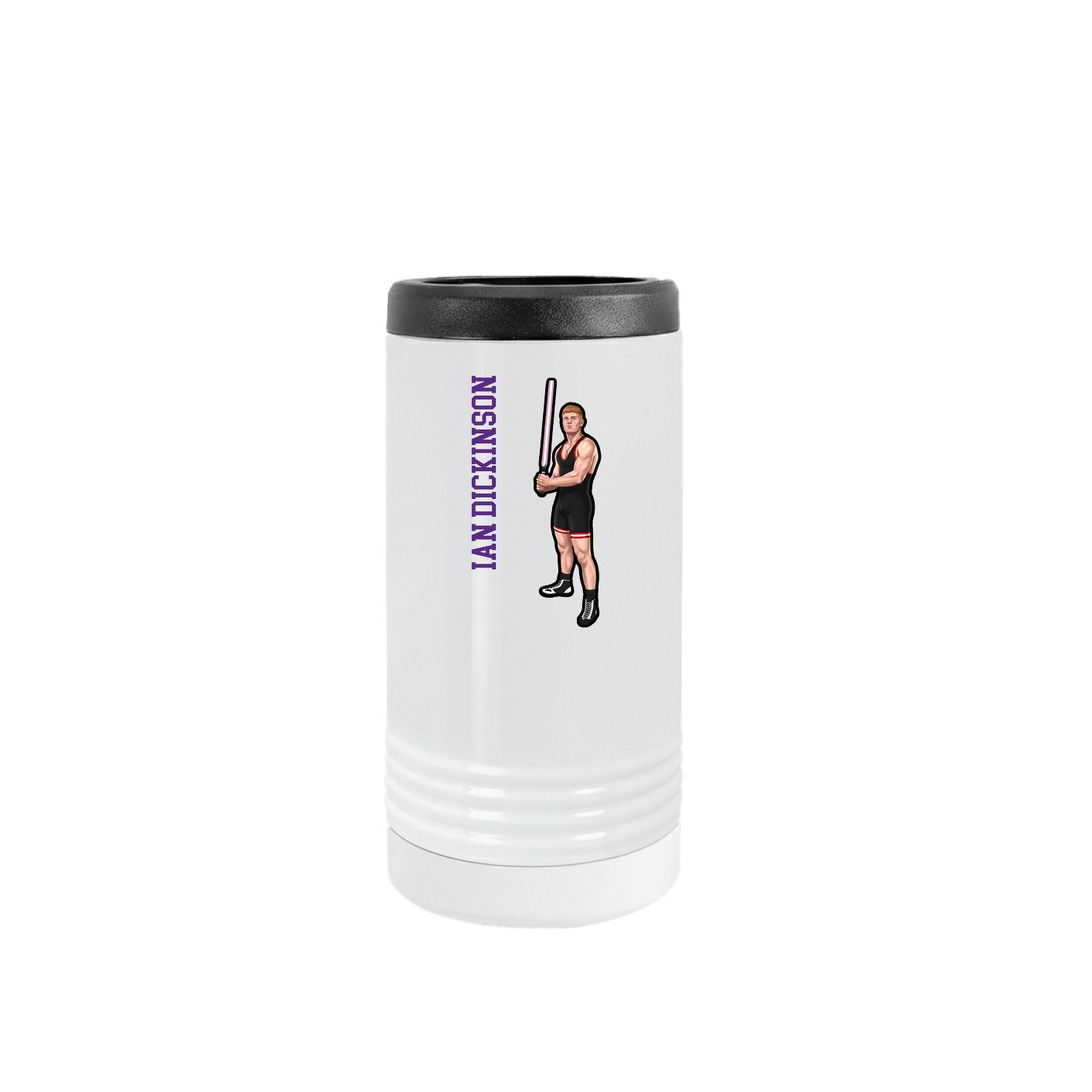 Slim Beverage Holder — Name Vertical in White