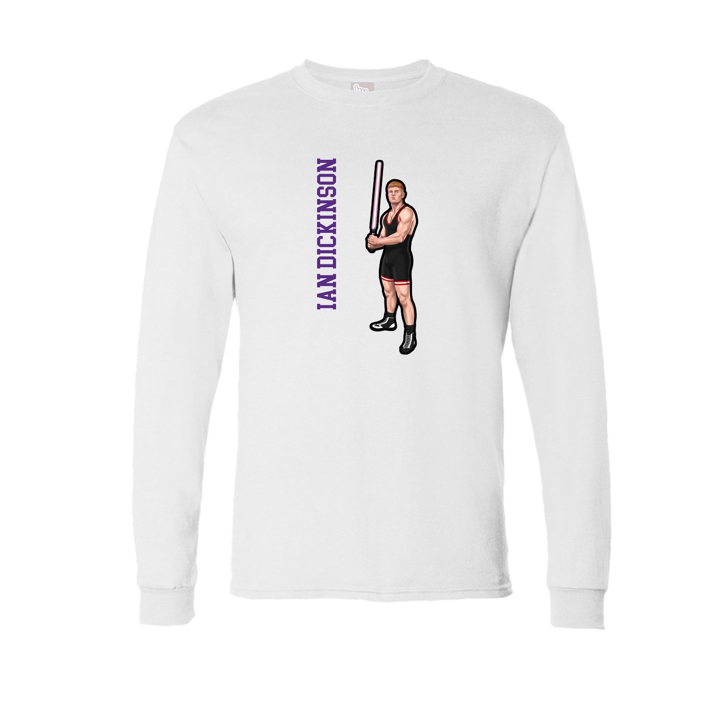Long Sleeve Tee — Name Vertical in White