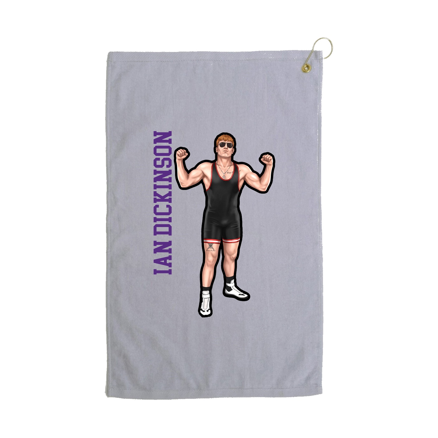 Golf Towel — Name Vertical in Grey