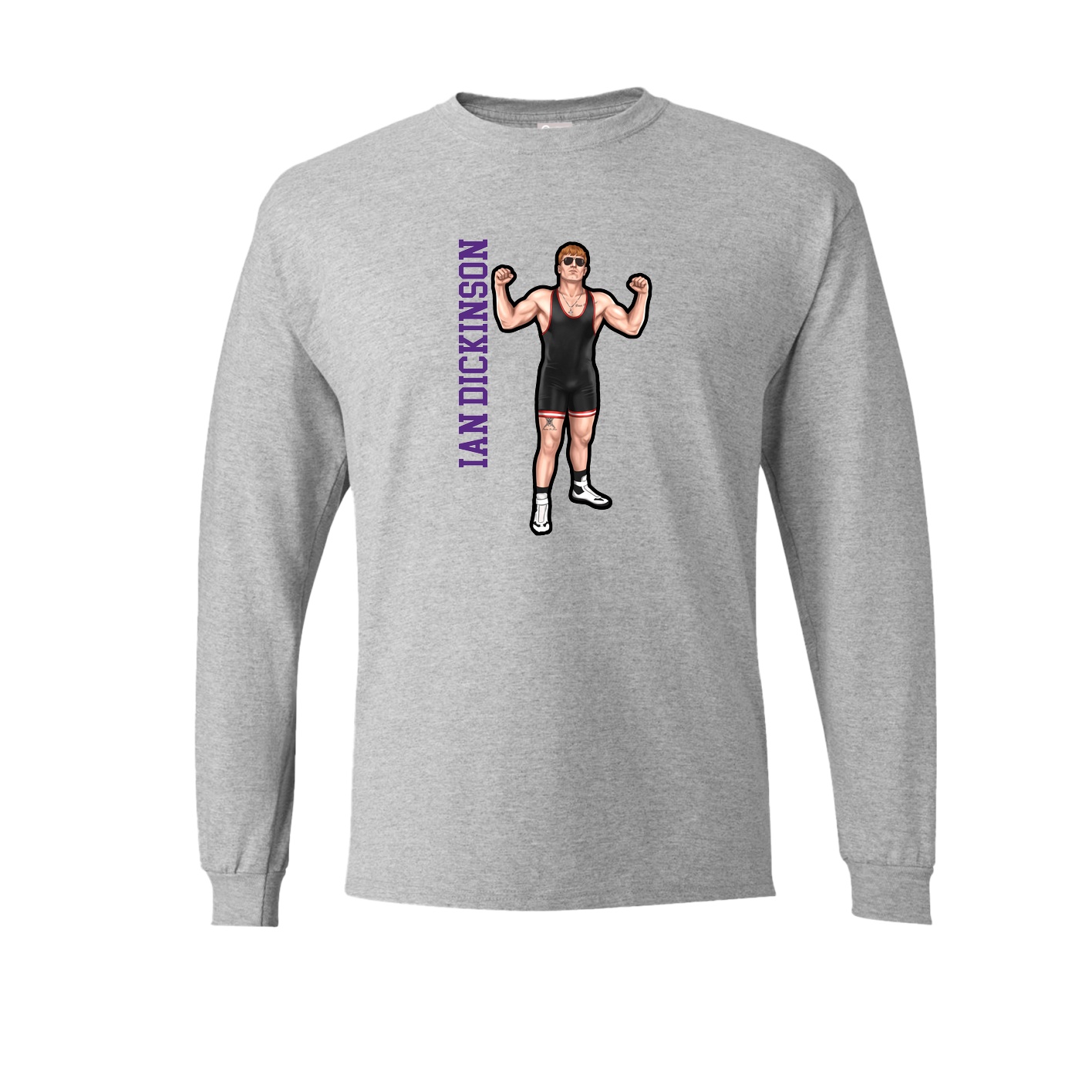 Long Sleeve Tee — Name Vertical in Grey