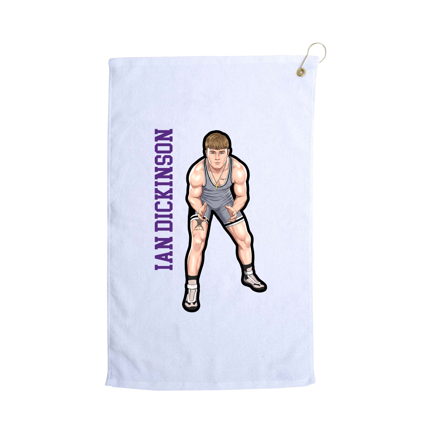 Golf Towel — Name Vertical in White