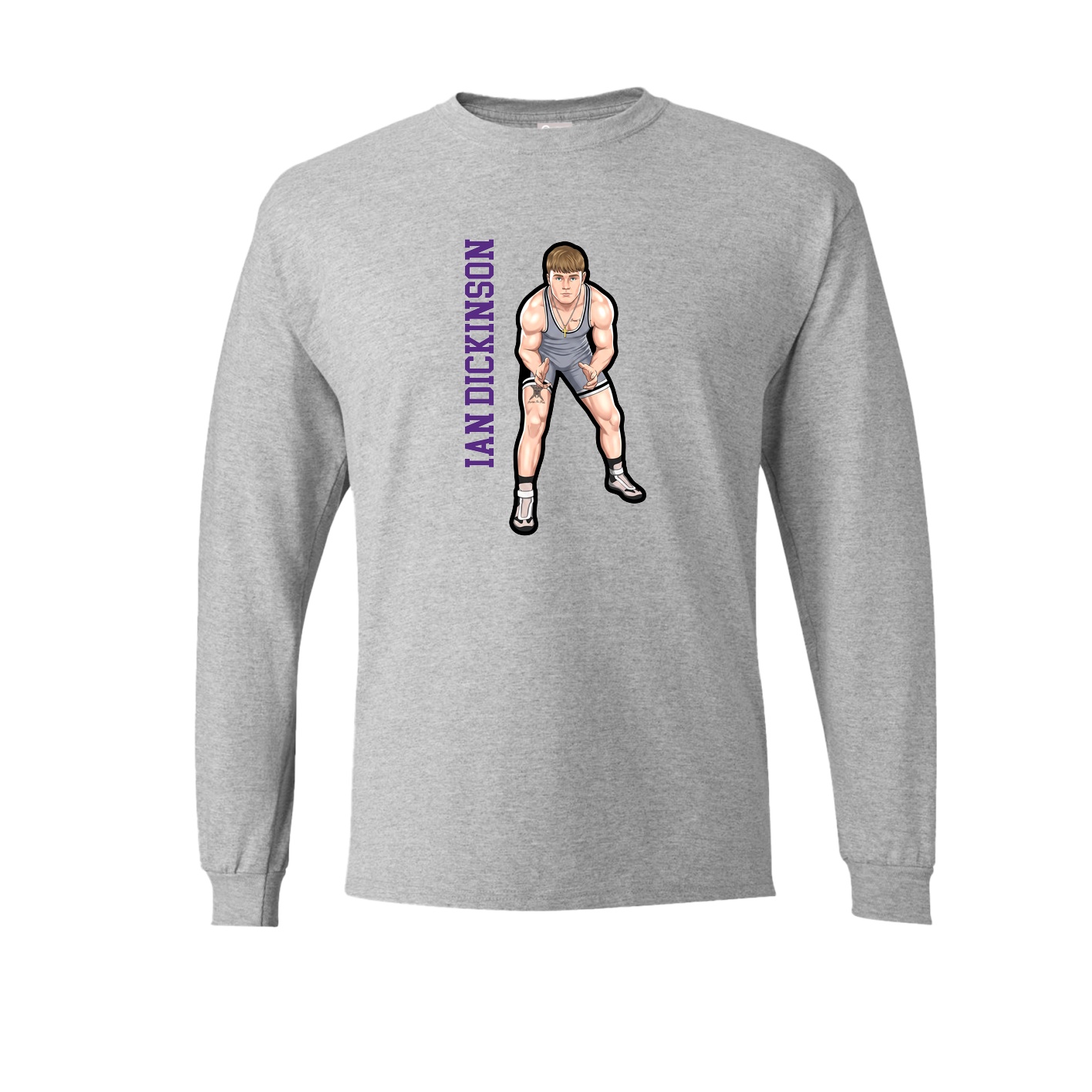 Long Sleeve Tee — Name Vertical in Grey