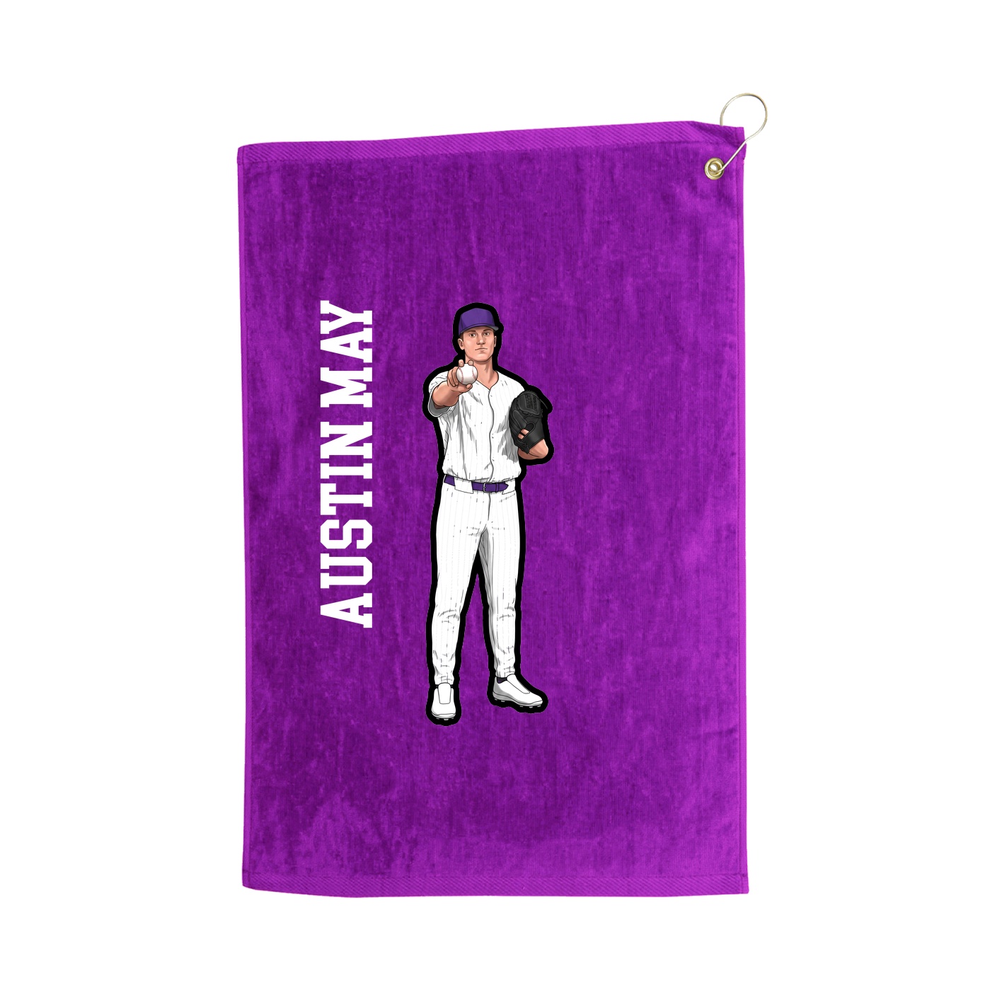Golf Towel — Name Vertical in Purple