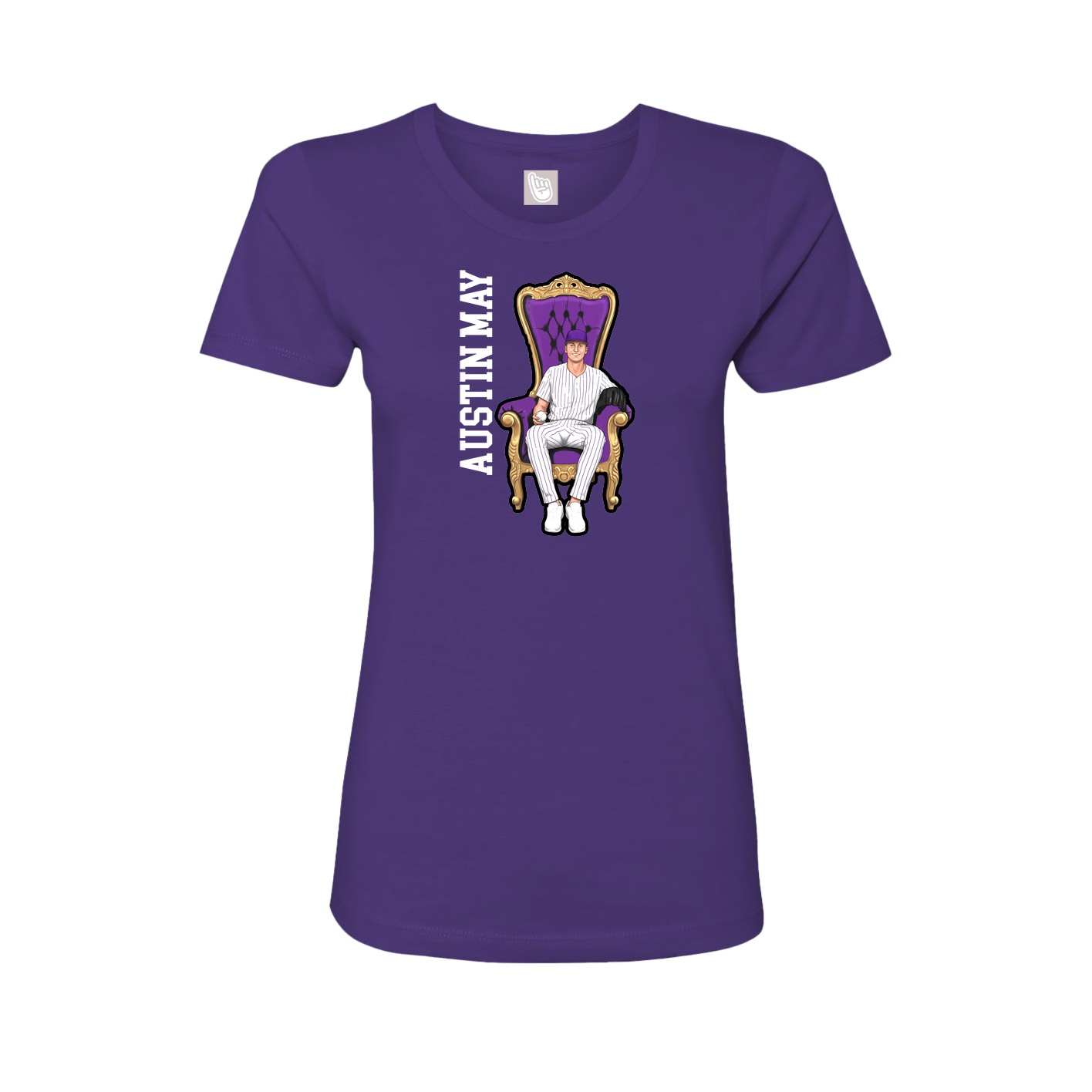 Fitted Women's Tee — Name Vertical in Purple