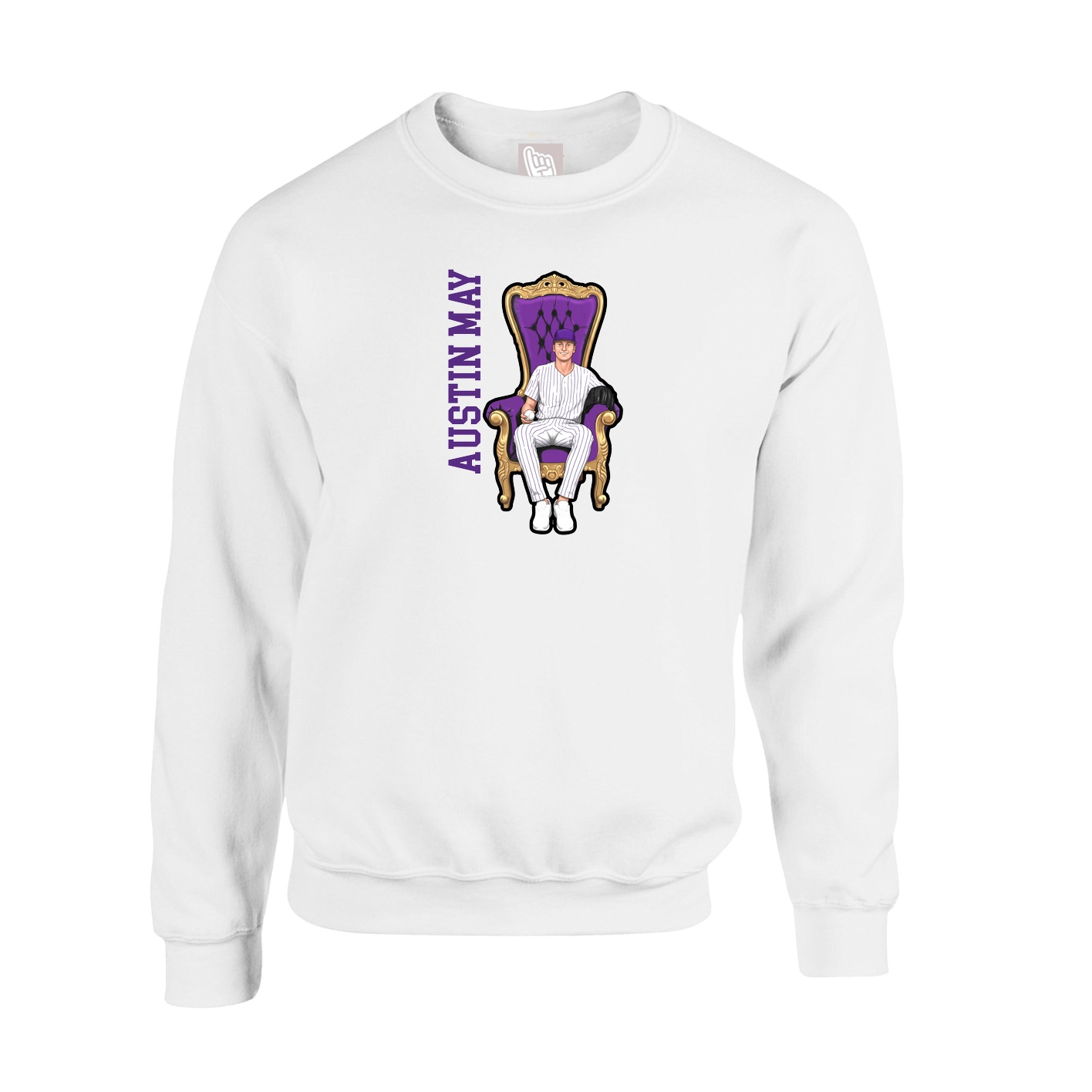 Fleece Crew — Name Vertical in White