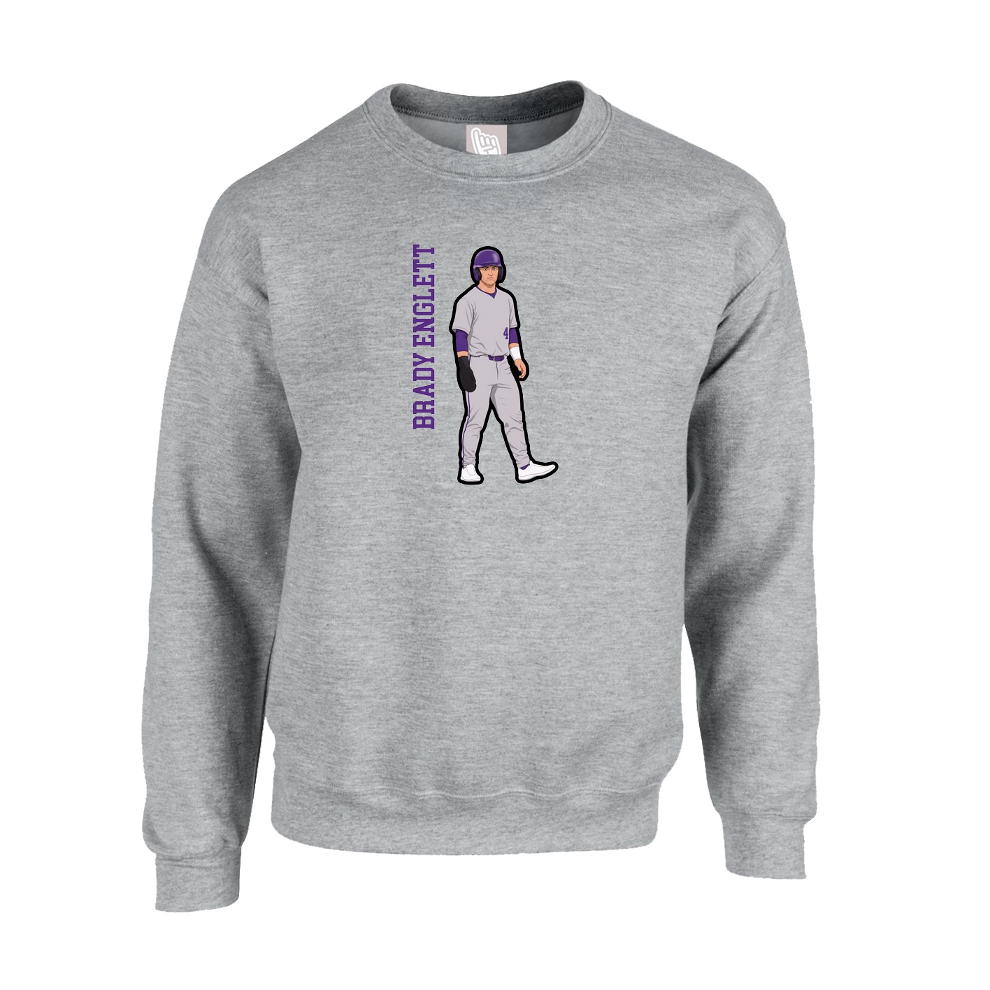 Fleece Crew — Name Vertical in Grey