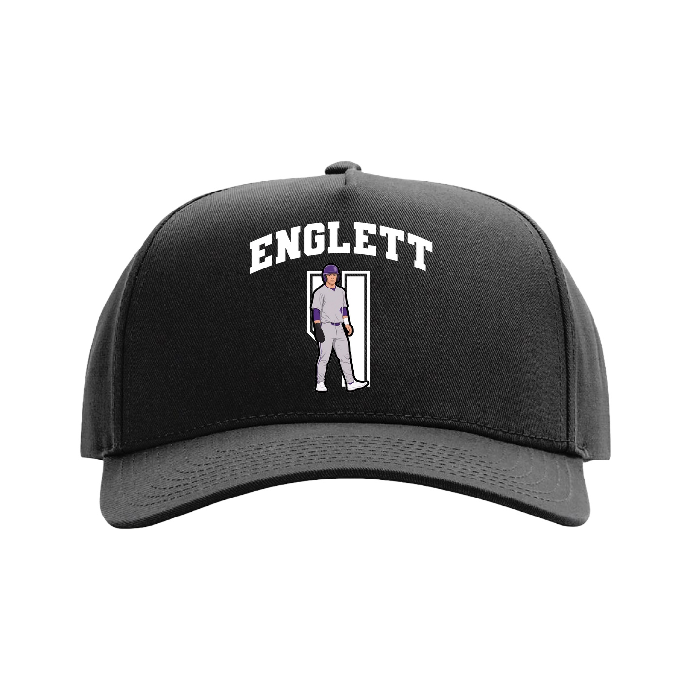 Full Fabric Five-Panel Champ Cap — Number in Black