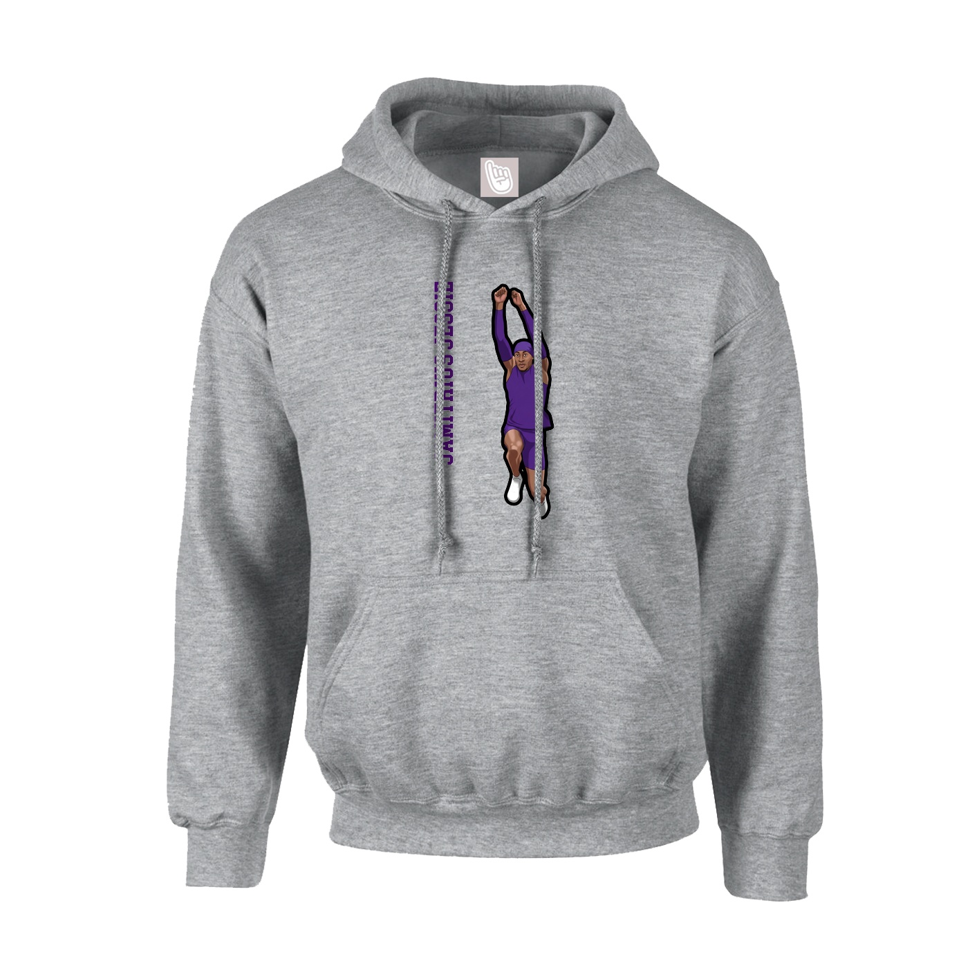 Youth Hoodie — Name Vertical in Grey