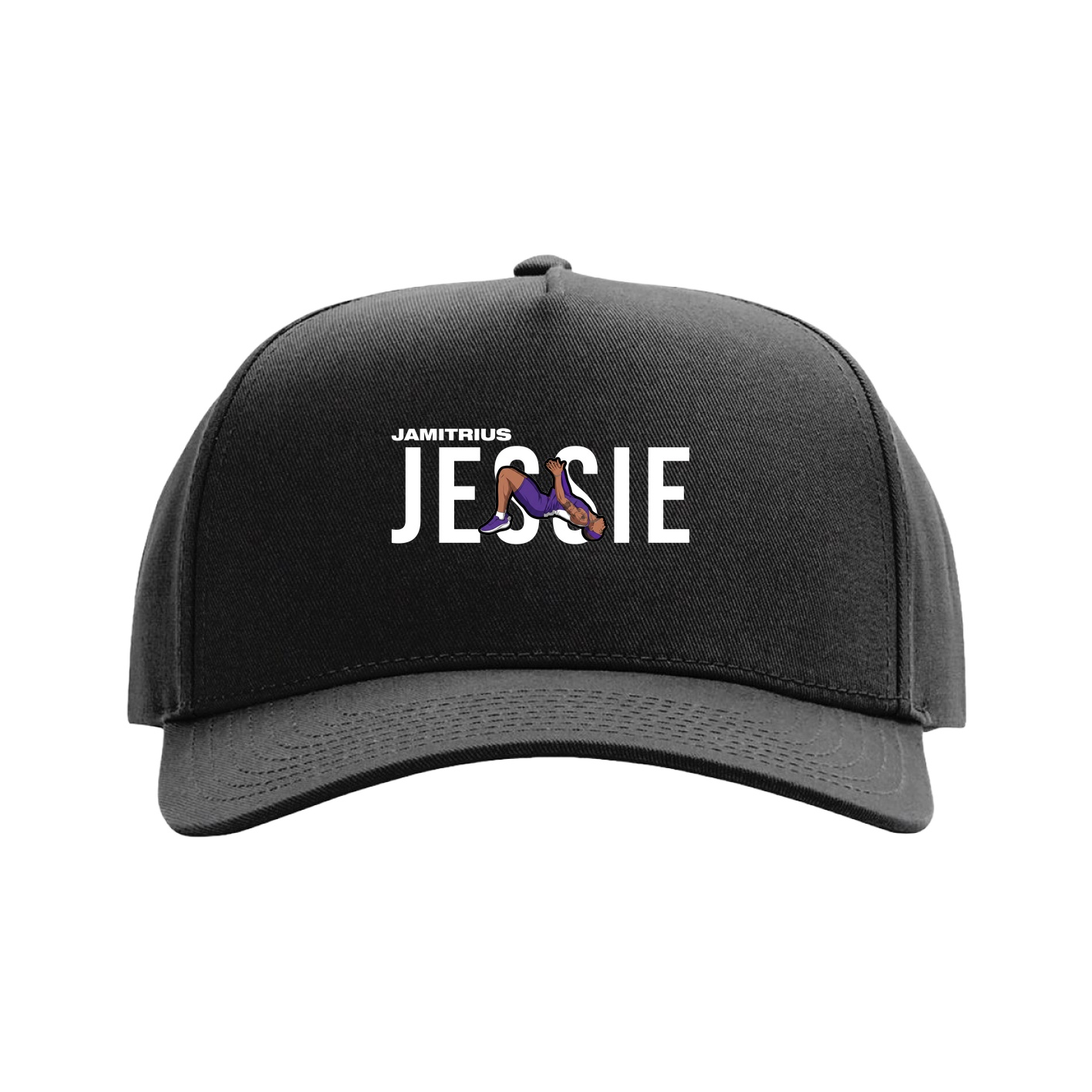 Full Fabric Five-Panel Champ Cap — Player Name in Black