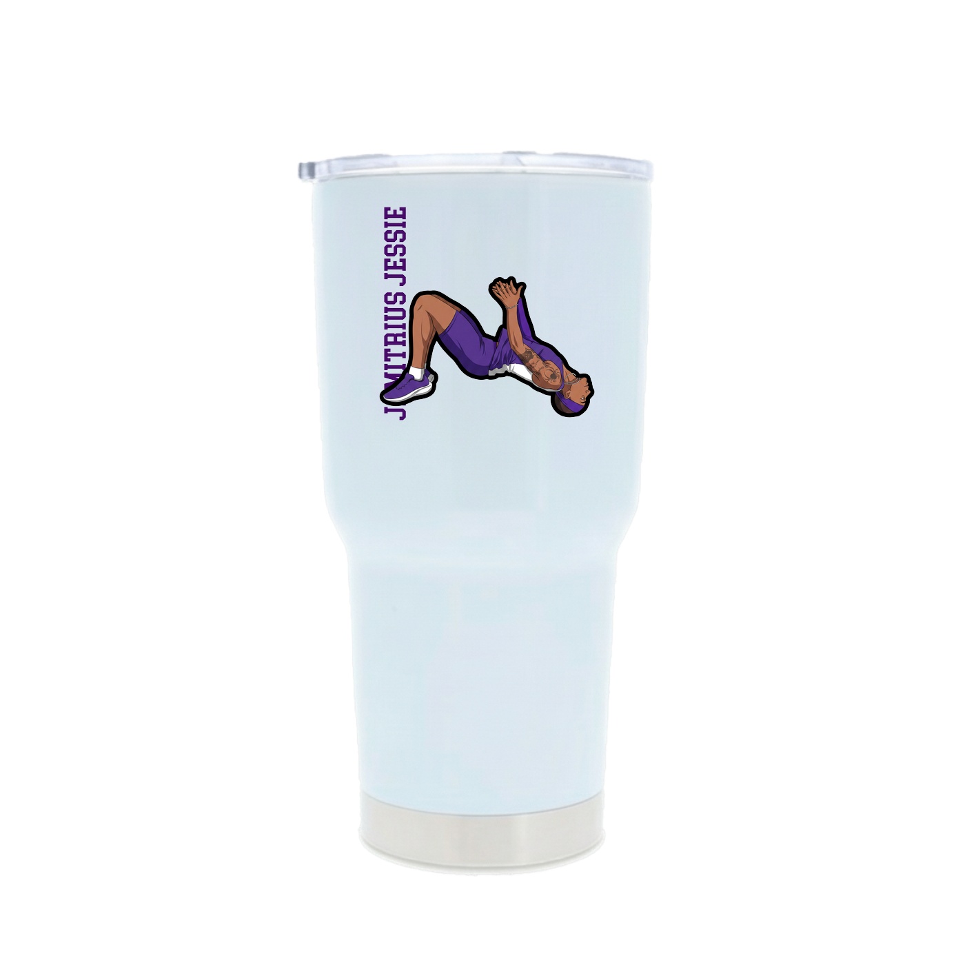 30oz Stainless Steel Tumbler — Name Vertical in White