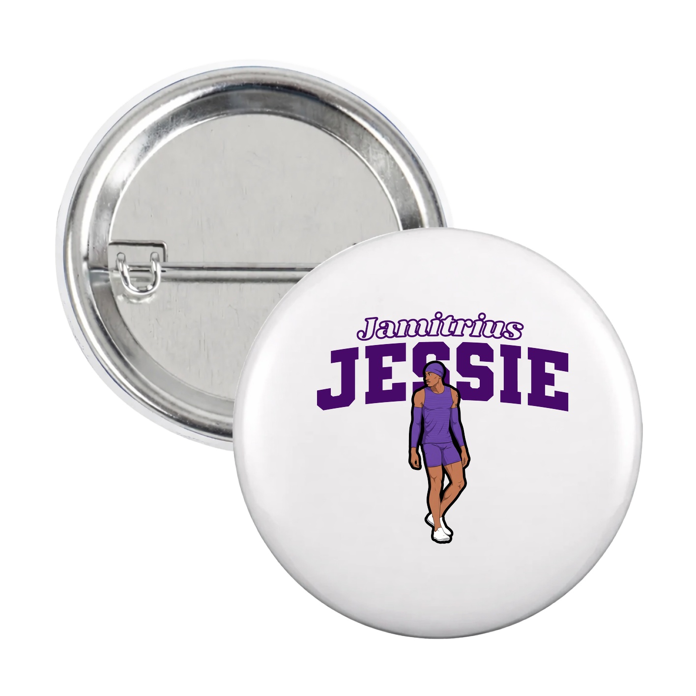 Game Day Button — Name Arch in White