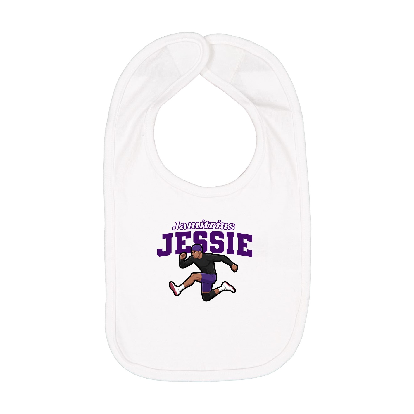 Infant Bib — Name Arch in White