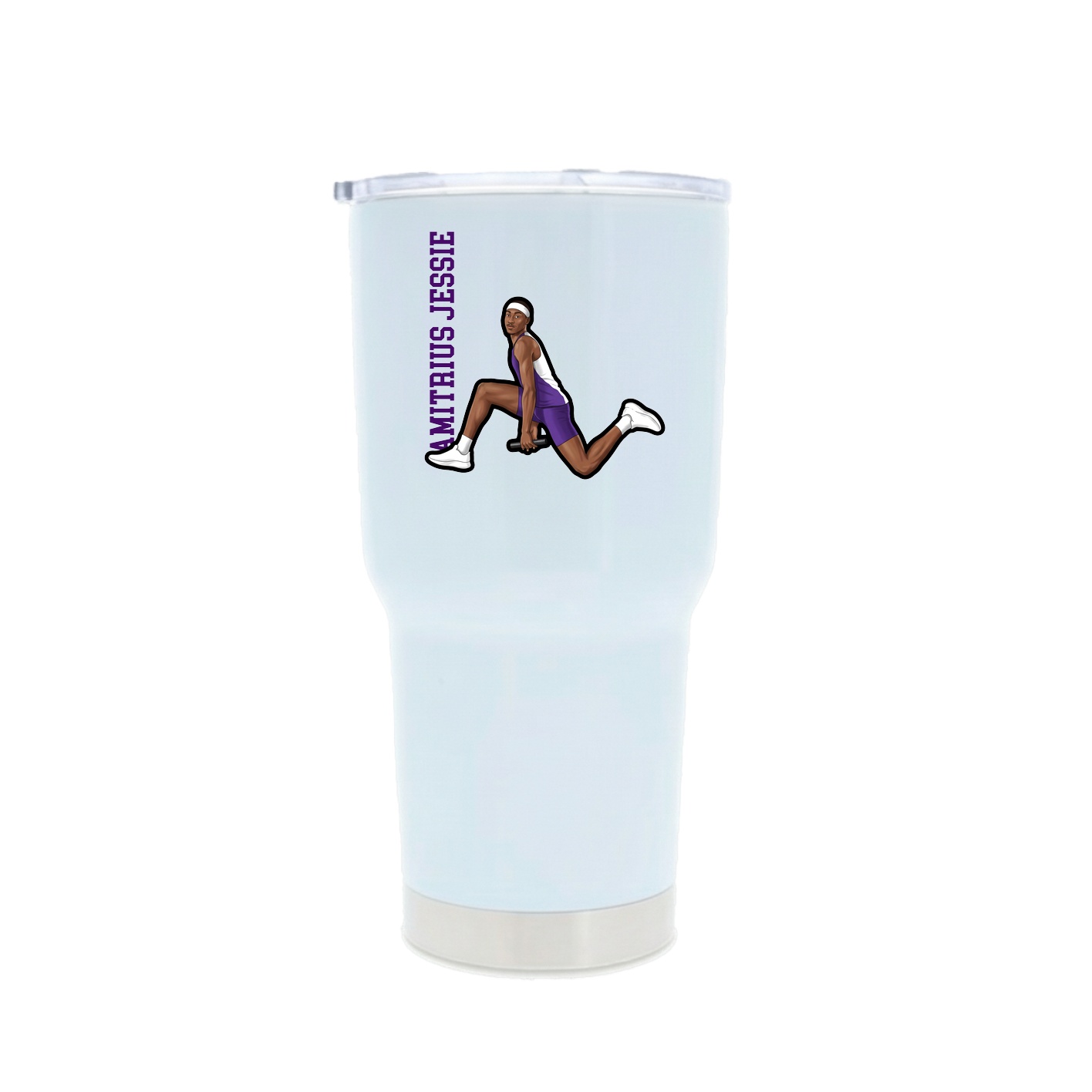 30oz Stainless Steel Tumbler — Name Vertical in White