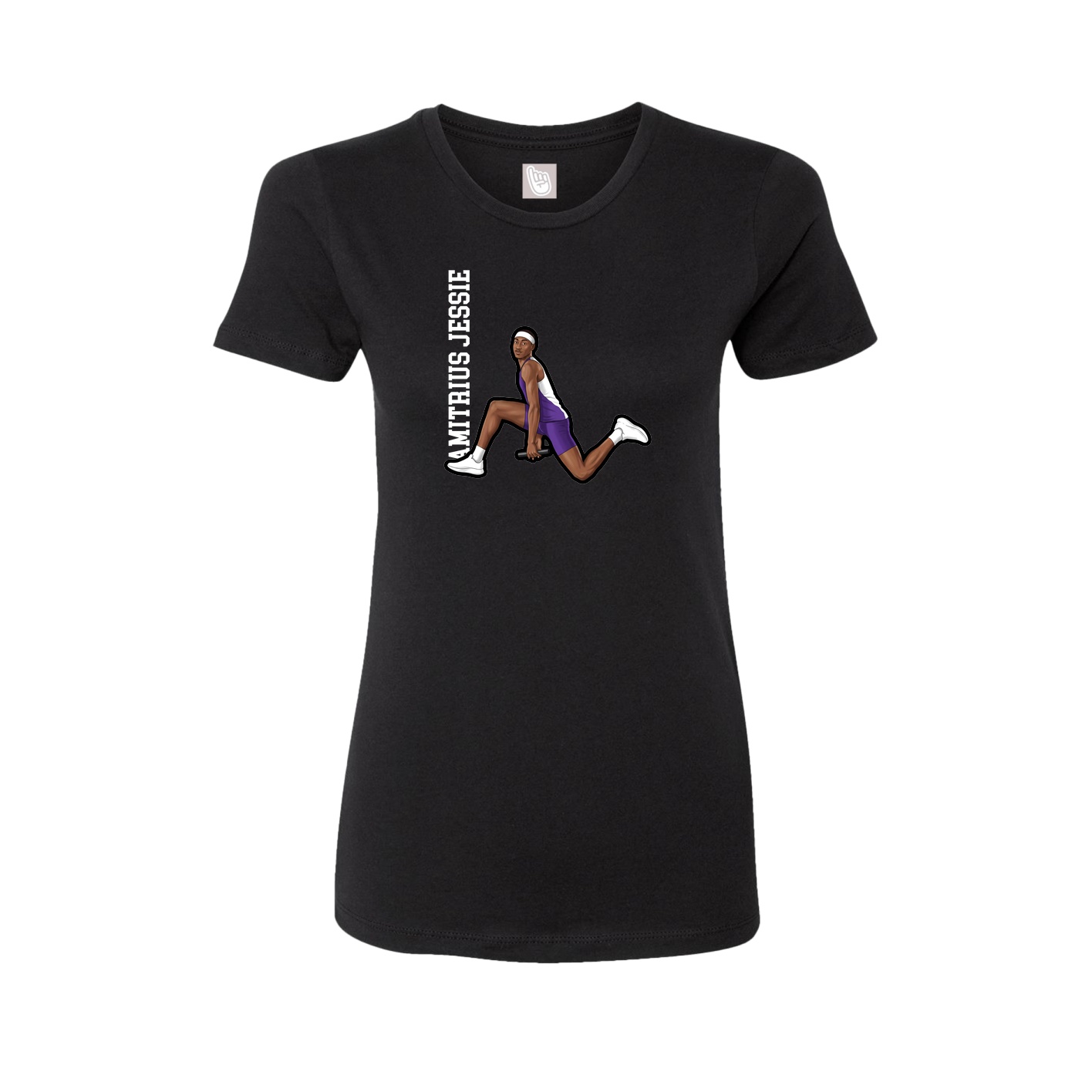 Womens Tee — Name Vertical in Black