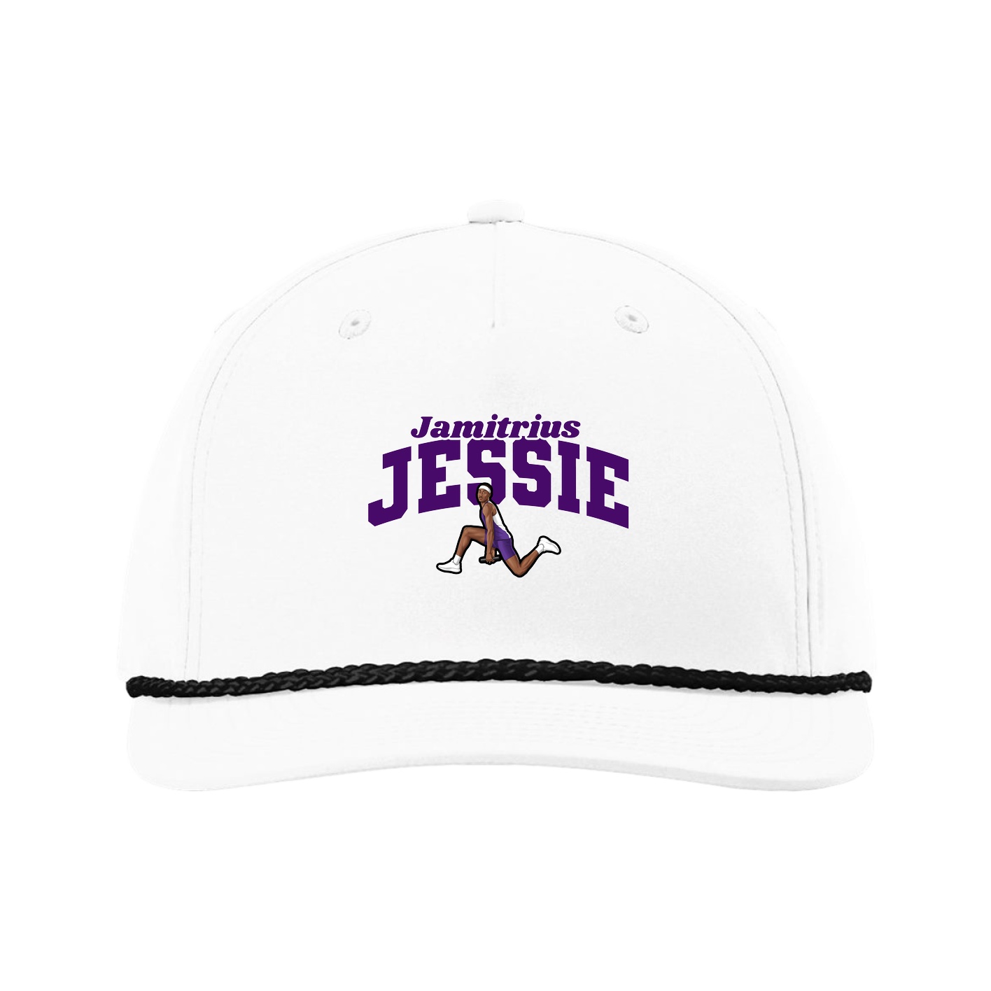 Five-Panel Classic Rope Cap — Signature Arch in White