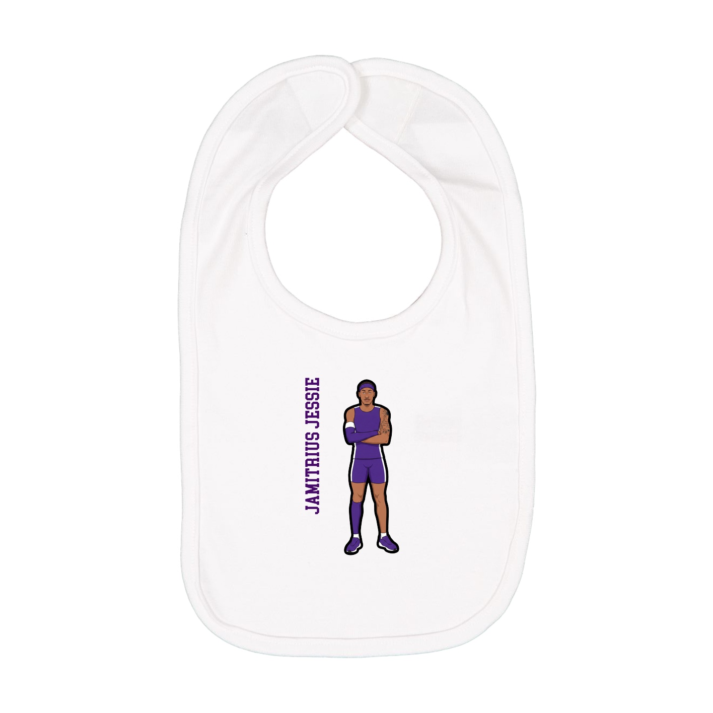 Infant Bib — Name Vertical in White