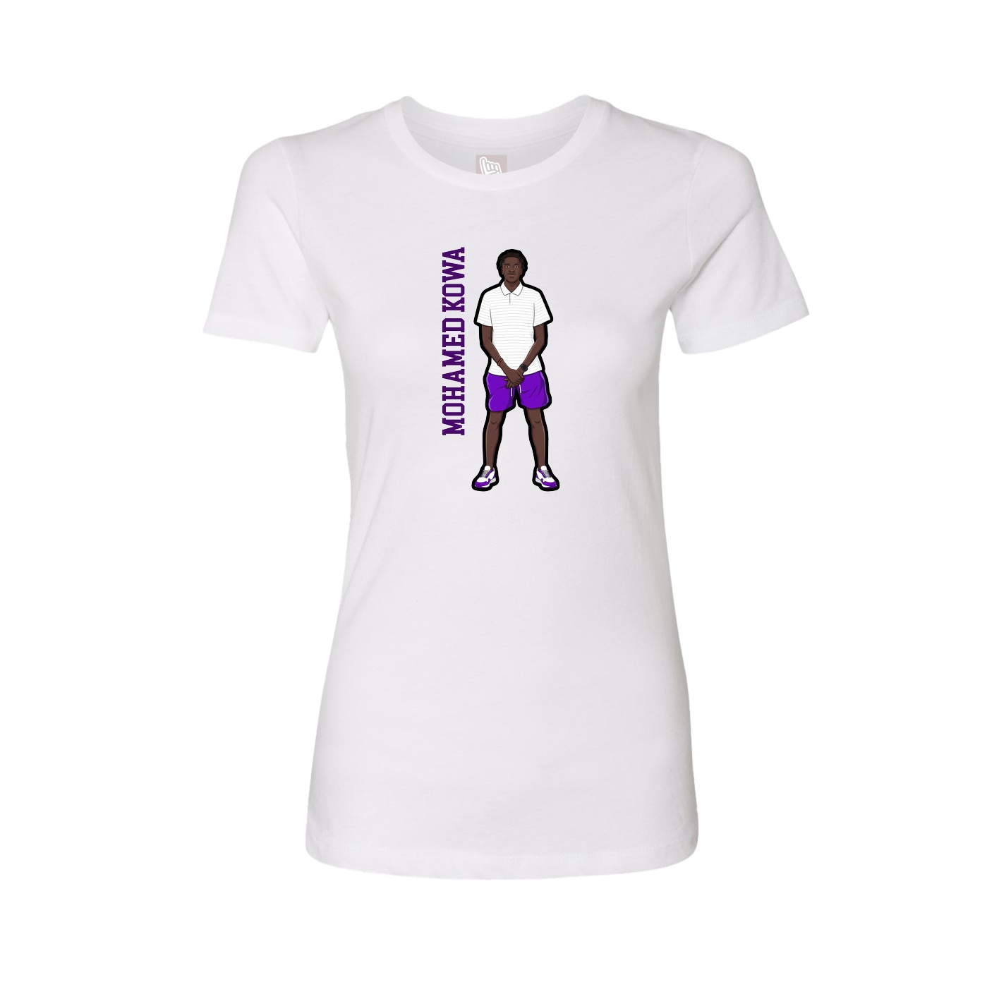 Fitted Women's Tee — Name Vertical in White