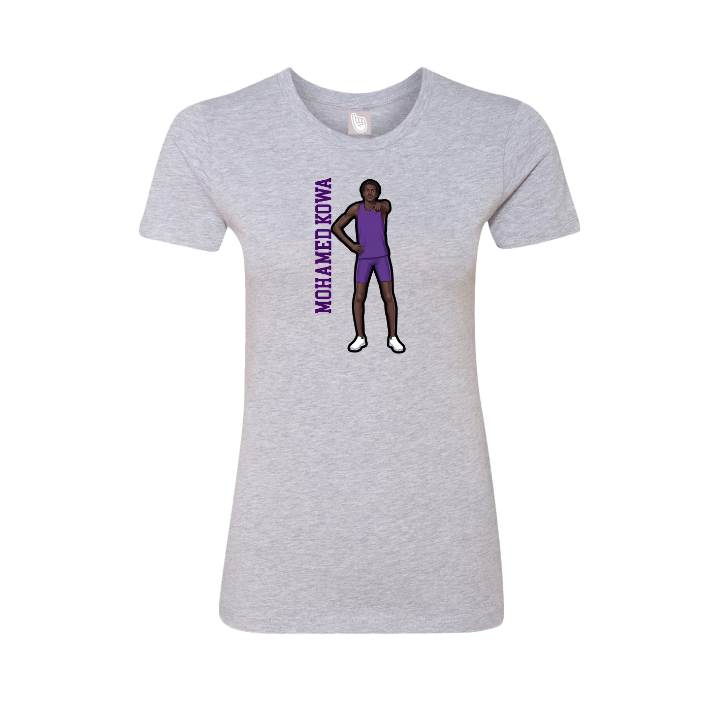 Fitted Women's Tee — Name Vertical in Grey