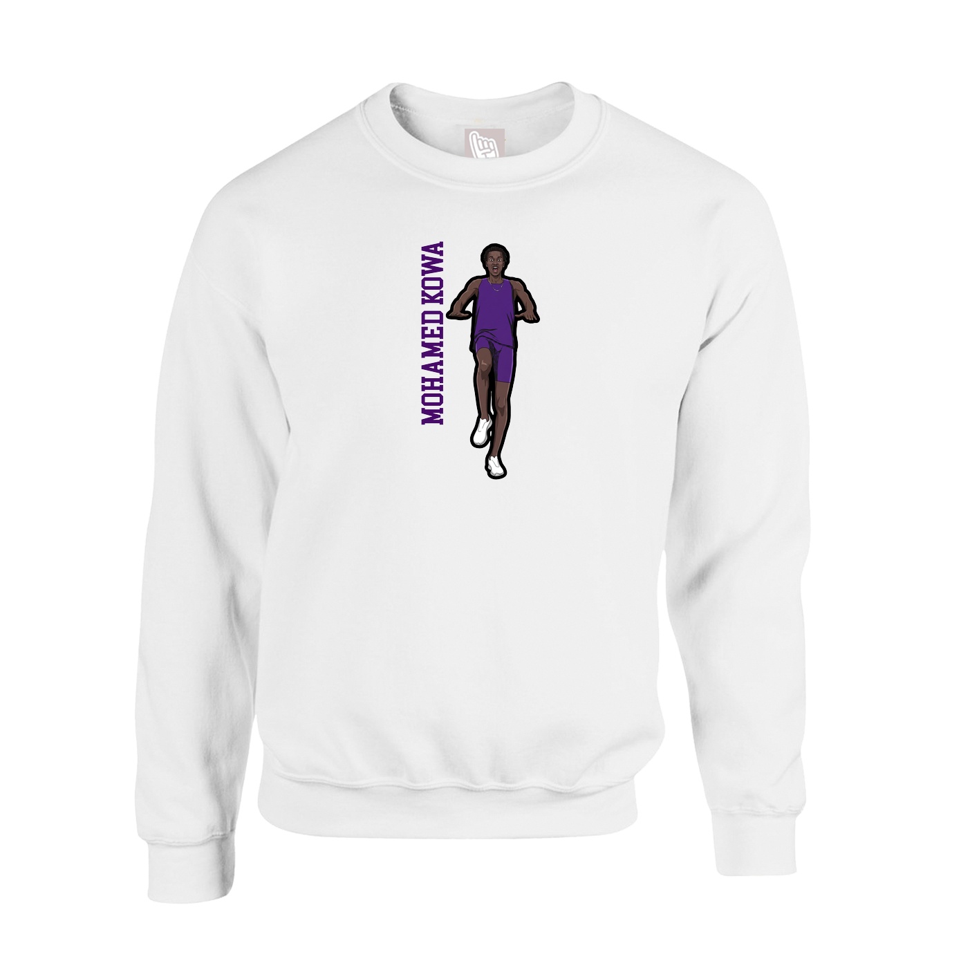 Fleece Crew — Name Vertical in White