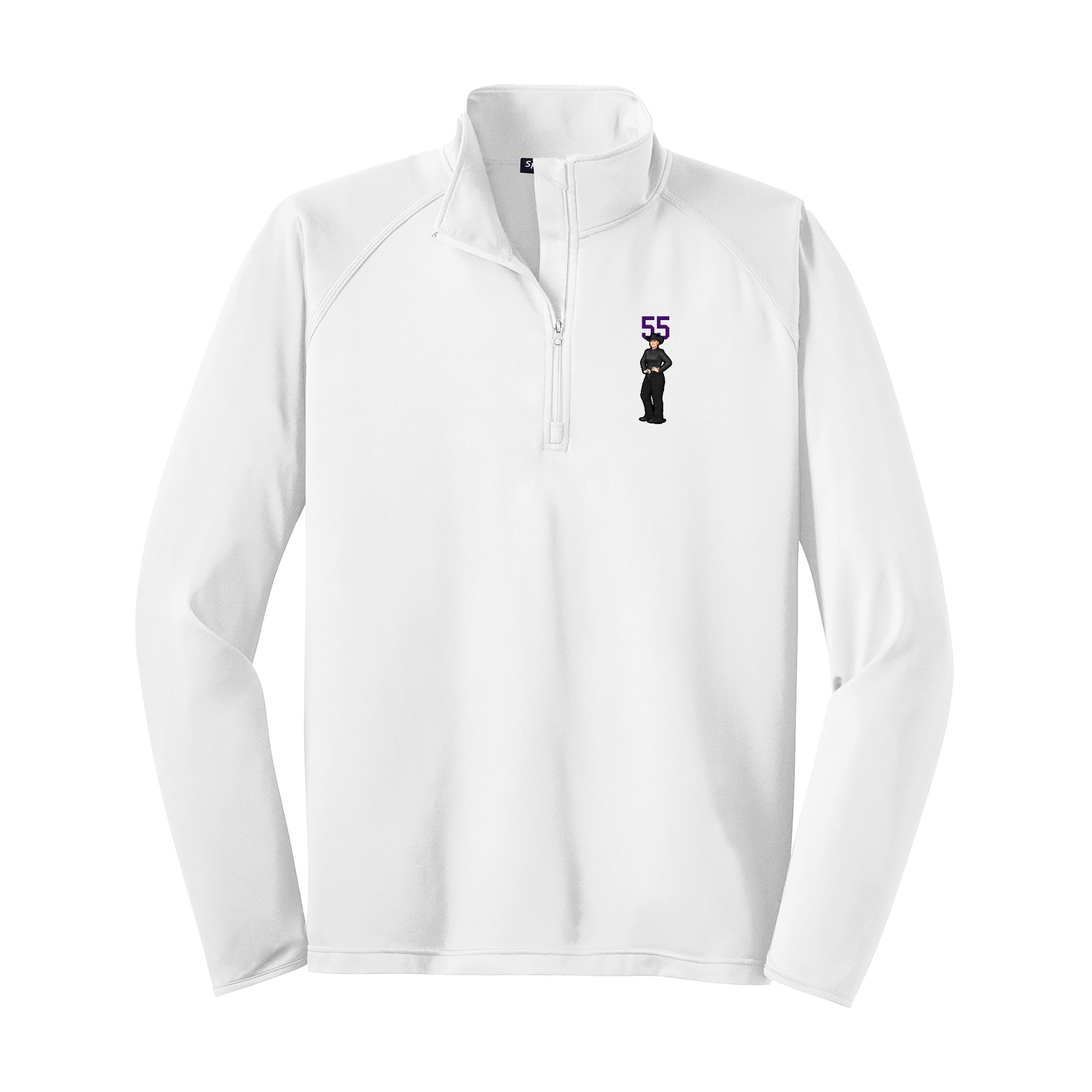 Q-Zip Pullover — Number Top in White
