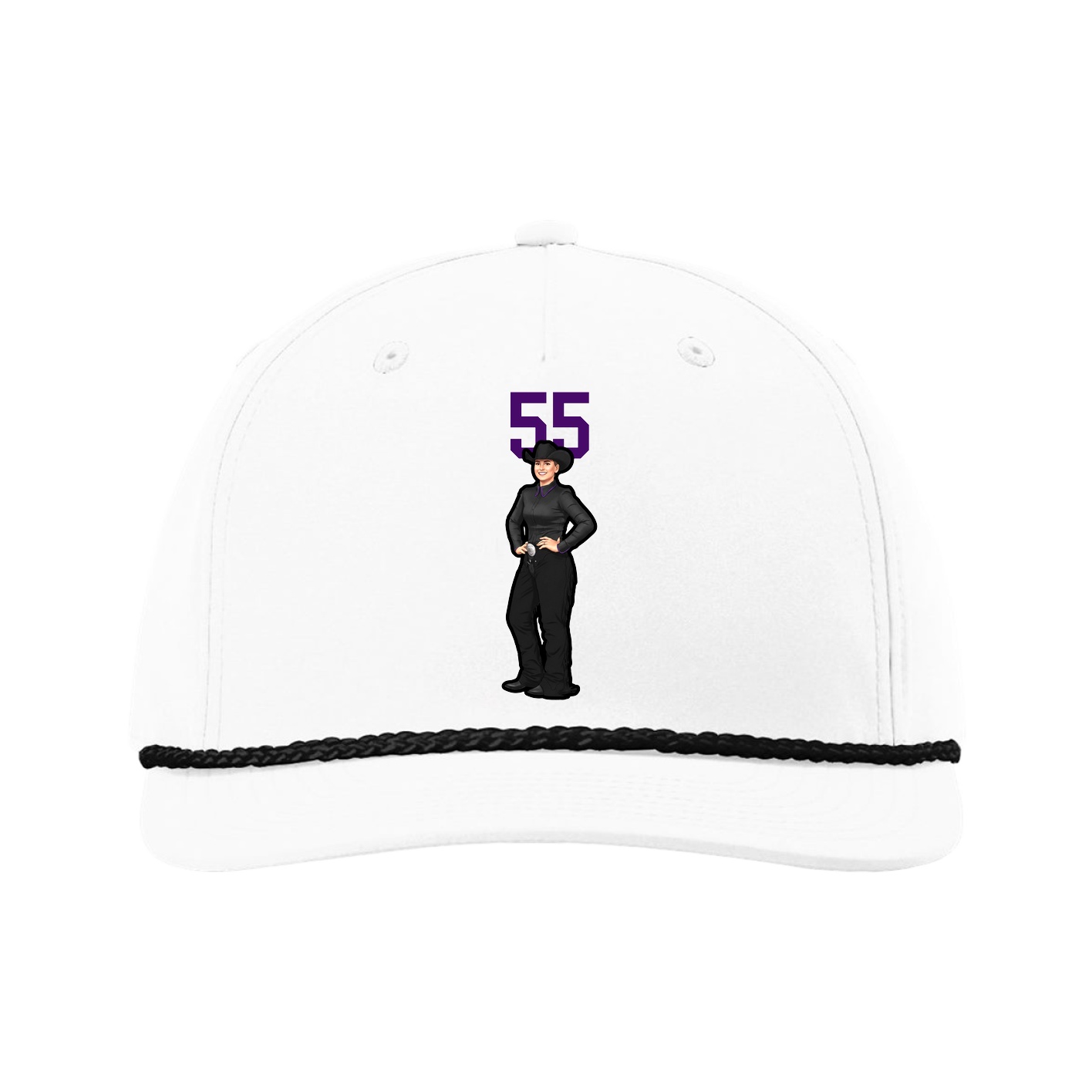 Five-Panel Classic Rope Cap — Number Top in White