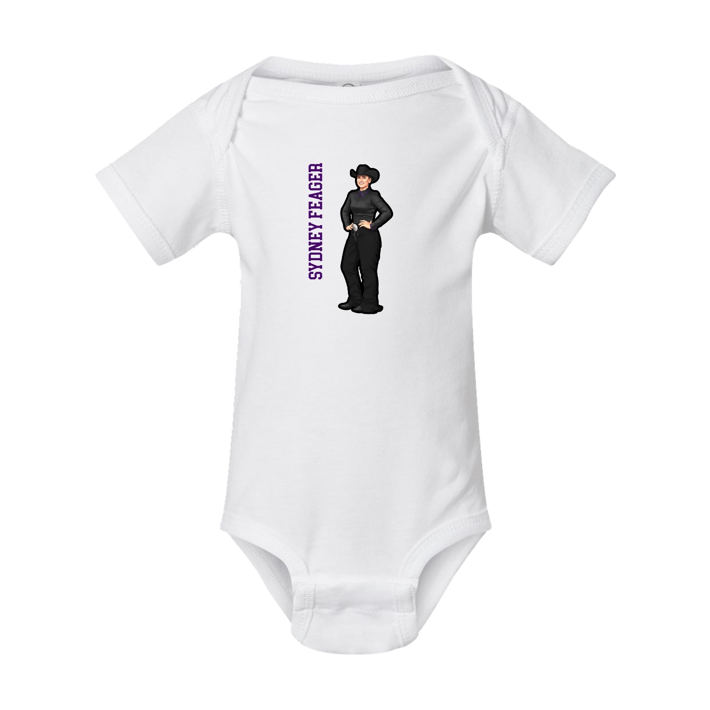 Baby Onesie — Name Vertical in White