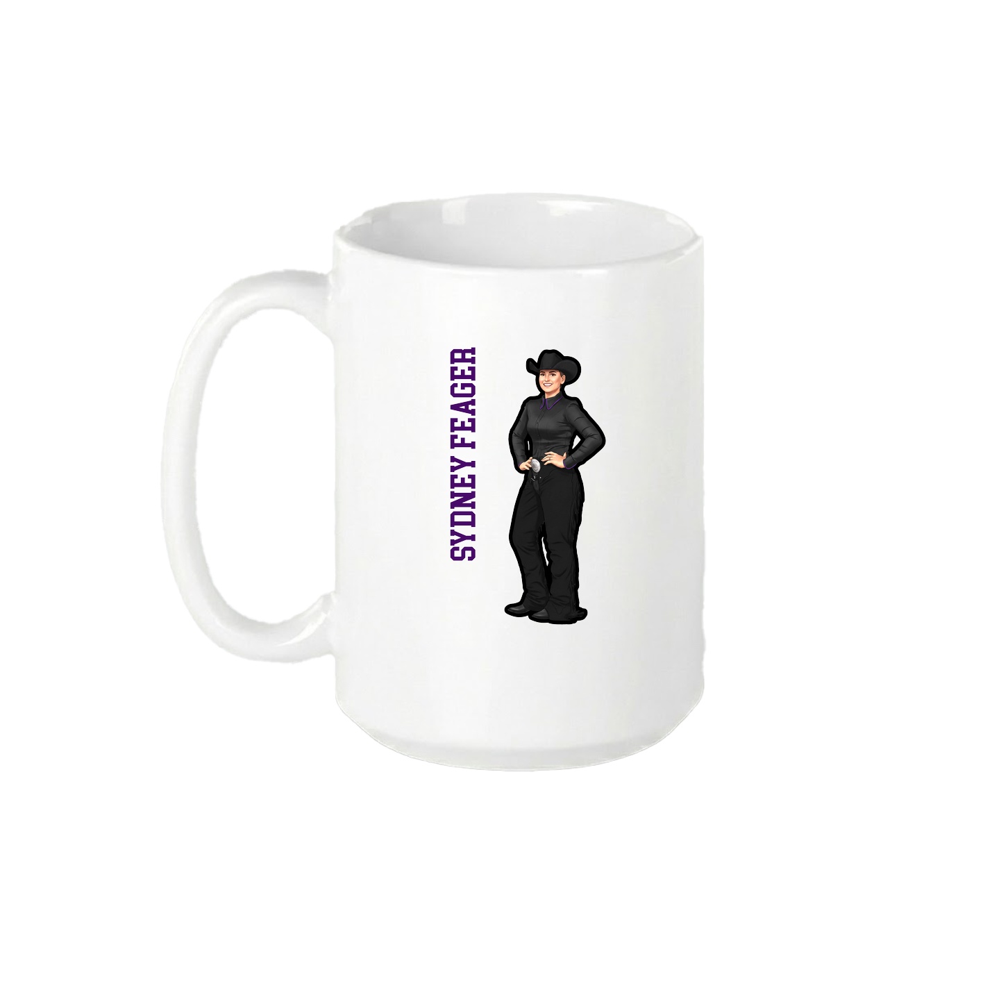 15oz Coffee Mug — Name Vertical in White